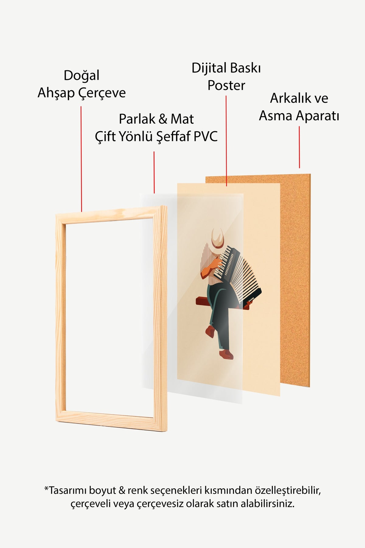 Akordeon Çalan Figür Poster – Ahşap Çerçeveli Tablo