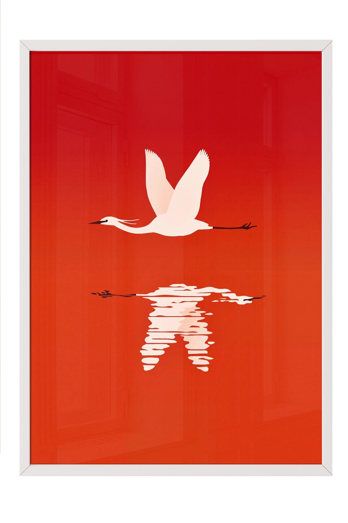 Uçan Kuş Yansıması Poster – Beyaz Çerçeveli Tablo