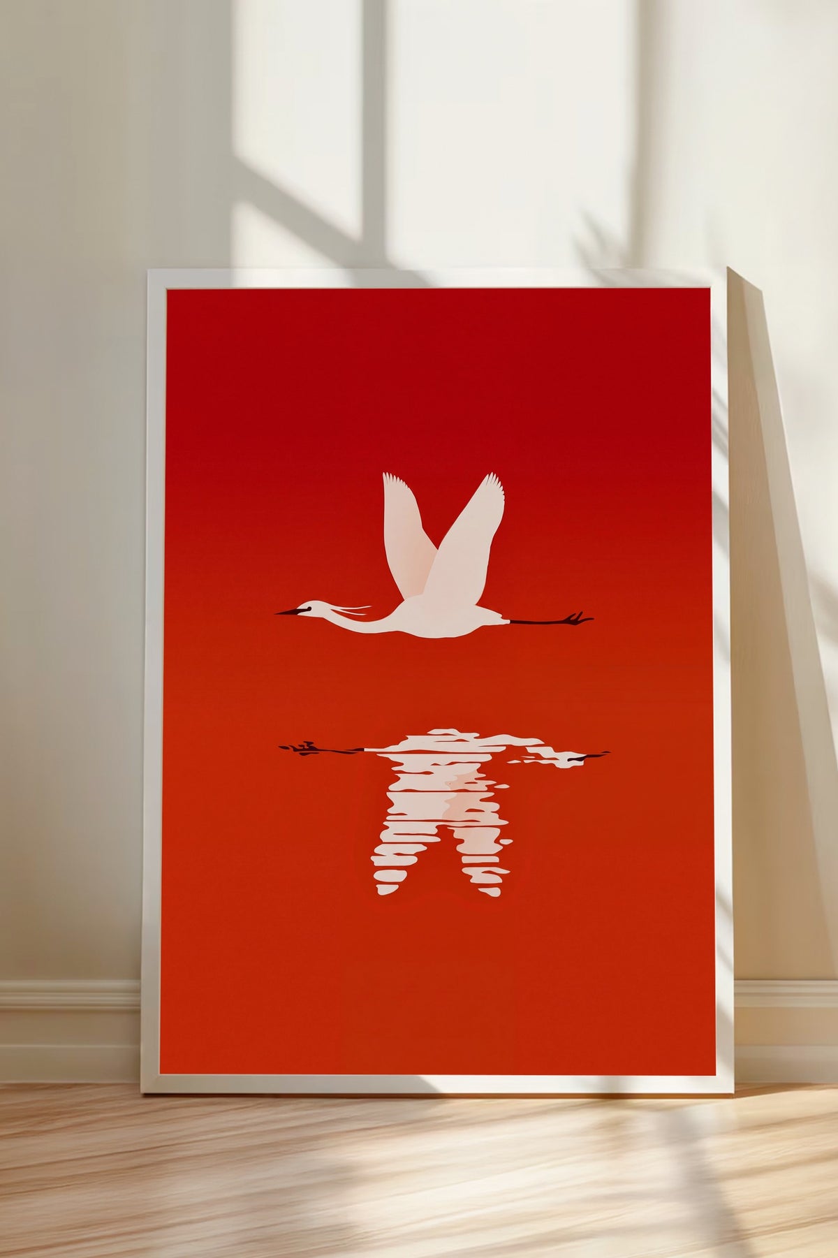 Uçan Kuş Yansıması Poster – Beyaz Çerçeveli Tablo
