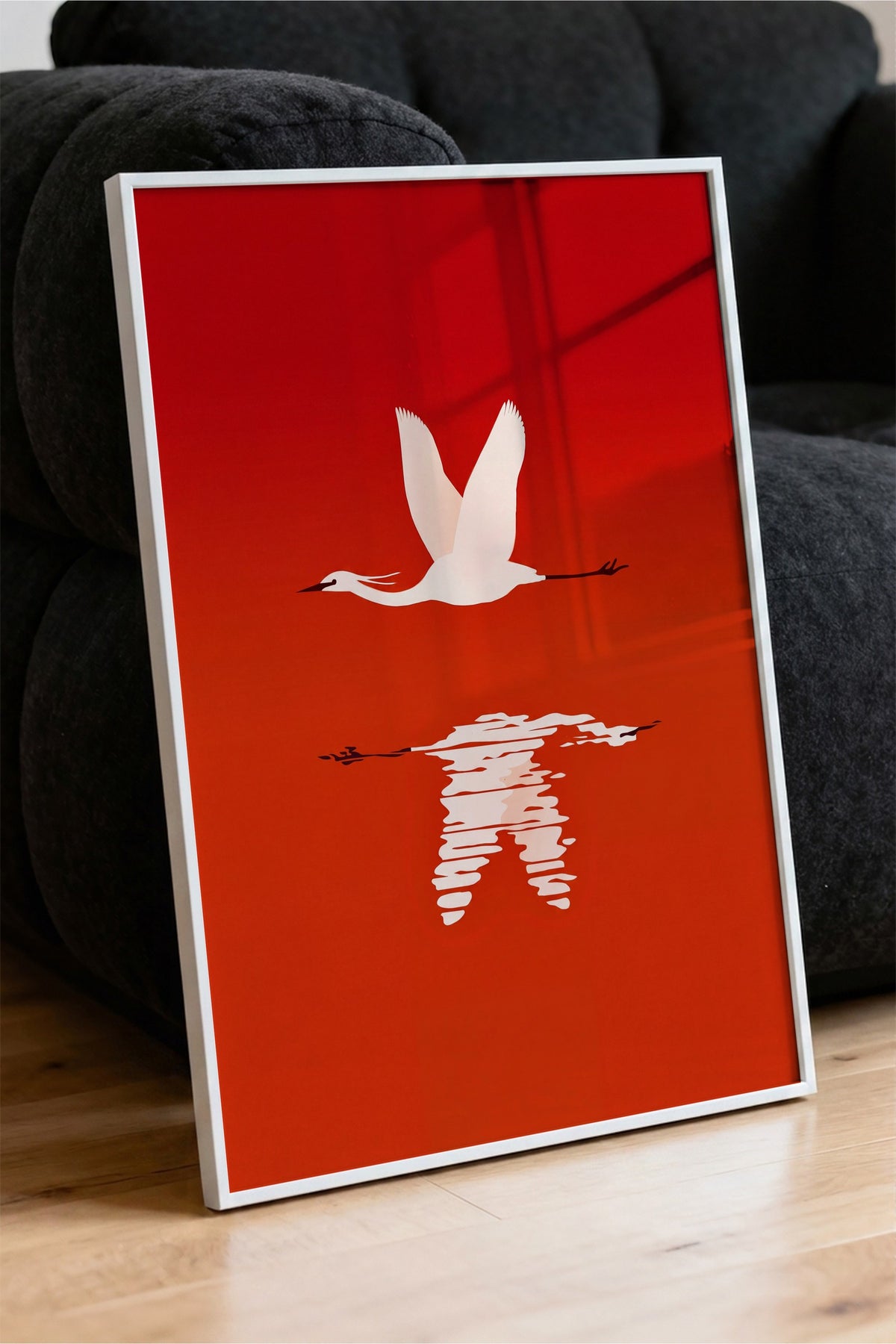 Uçan Kuş Yansıması Poster – Beyaz Çerçeveli Tablo