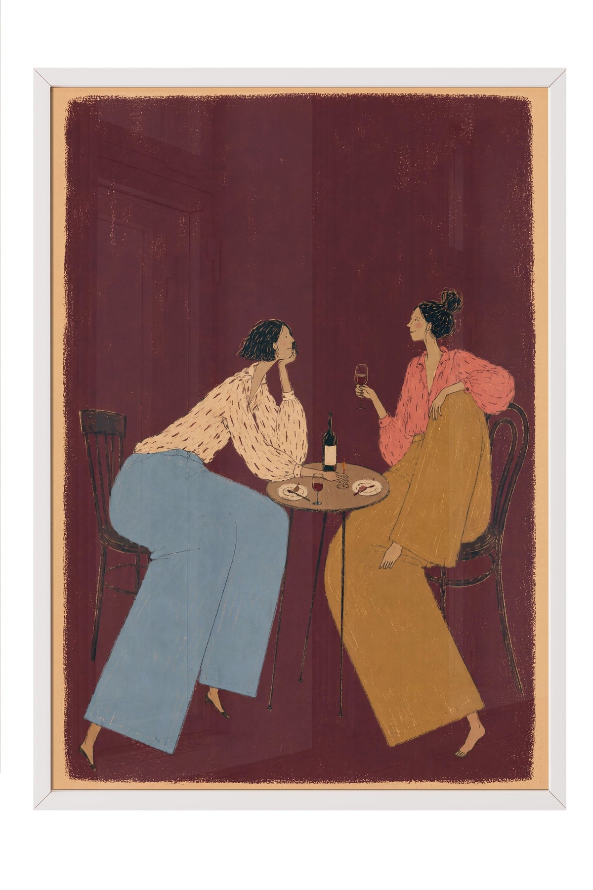 Sohbet Eden Kadınlar Poster – Beyaz Çerçeveli Tablo