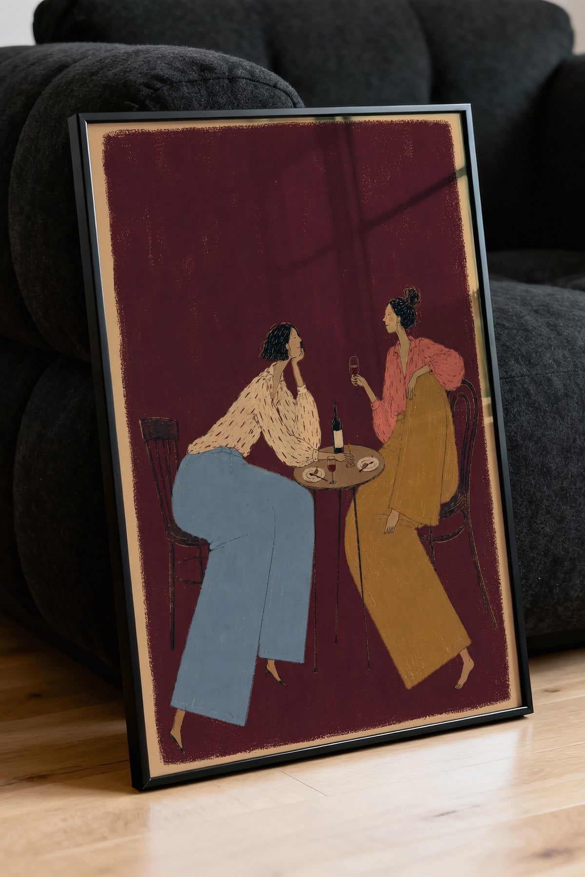 Sohbet Eden Kadınlar Poster – Siyah Çerçeveli Tablo