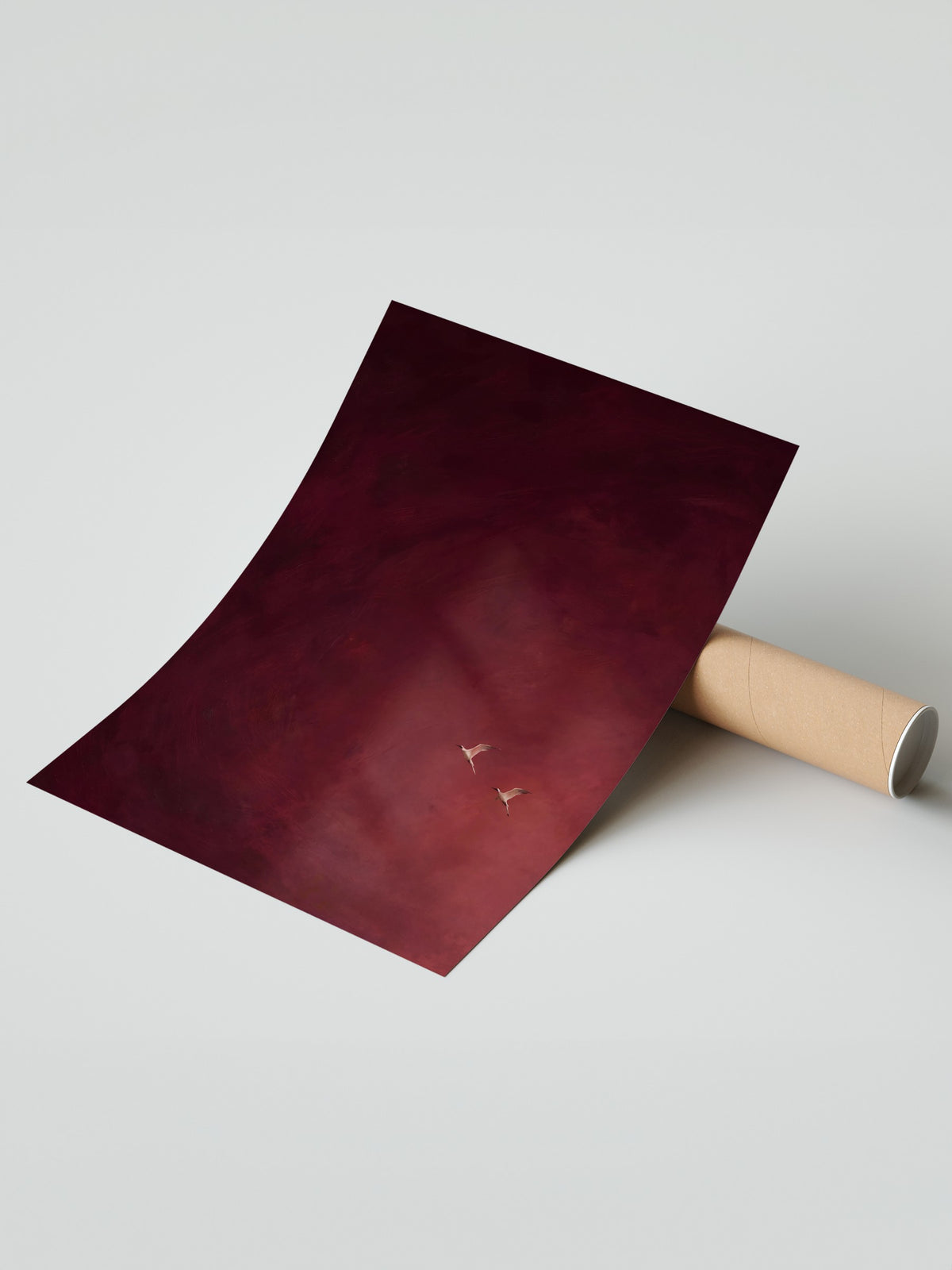 Kızıl Gökyüzünde Uçan Kuşlar Çerçevesiz Poster