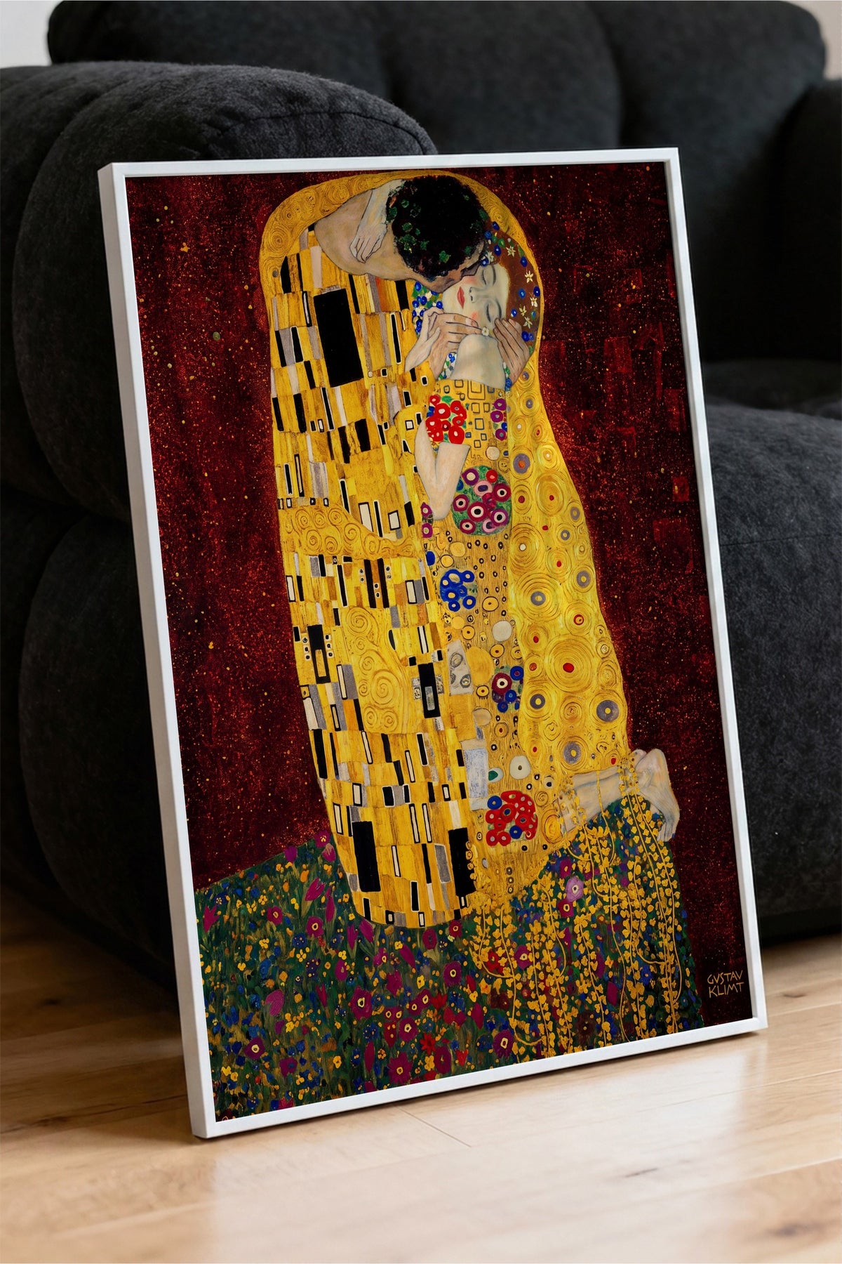 Klimt Öpücük Poster – Beyaz Çerçeveli Tablo