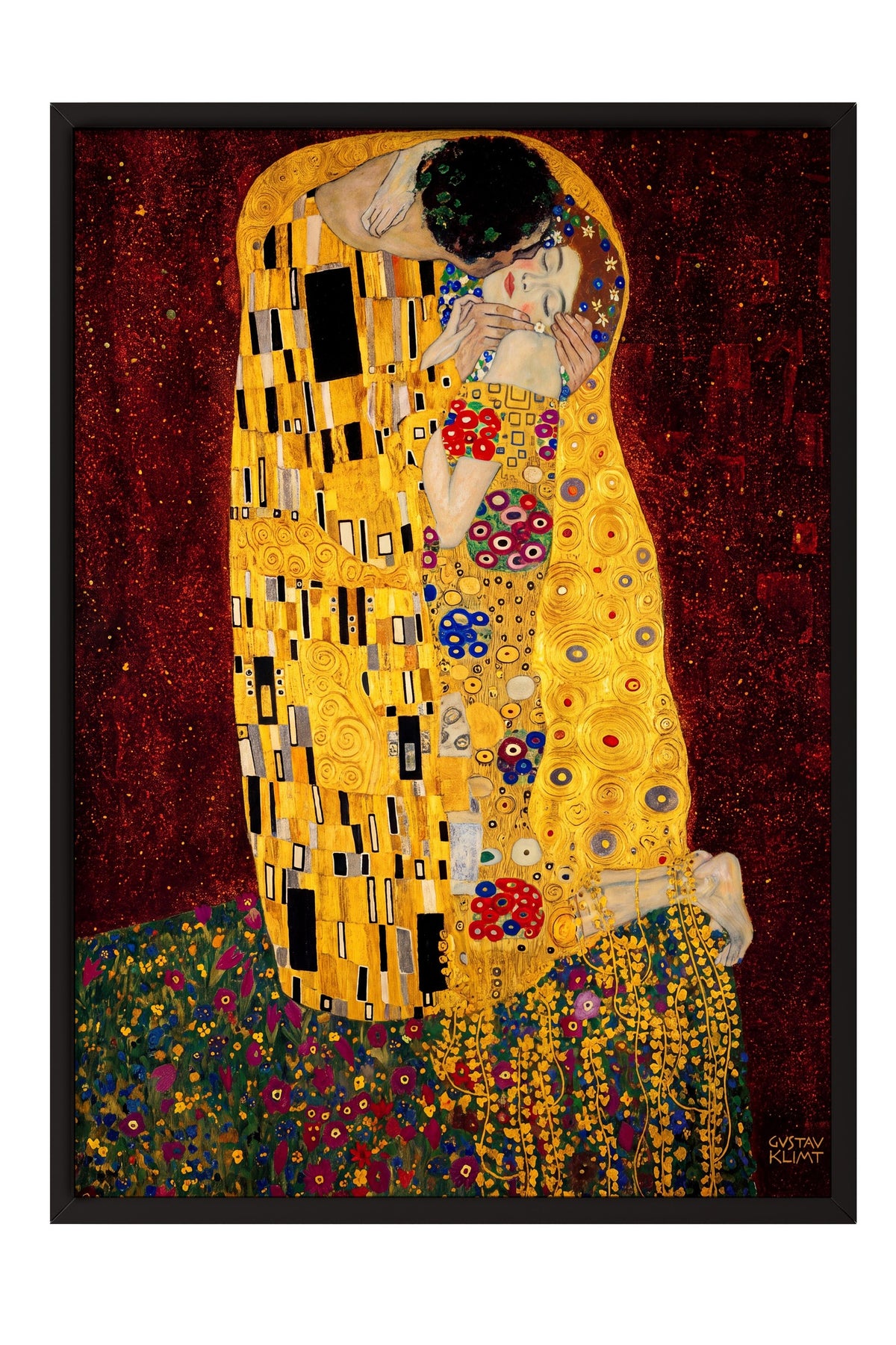Klimt Öpücük Poster – Siyah Çerçeveli Tablo