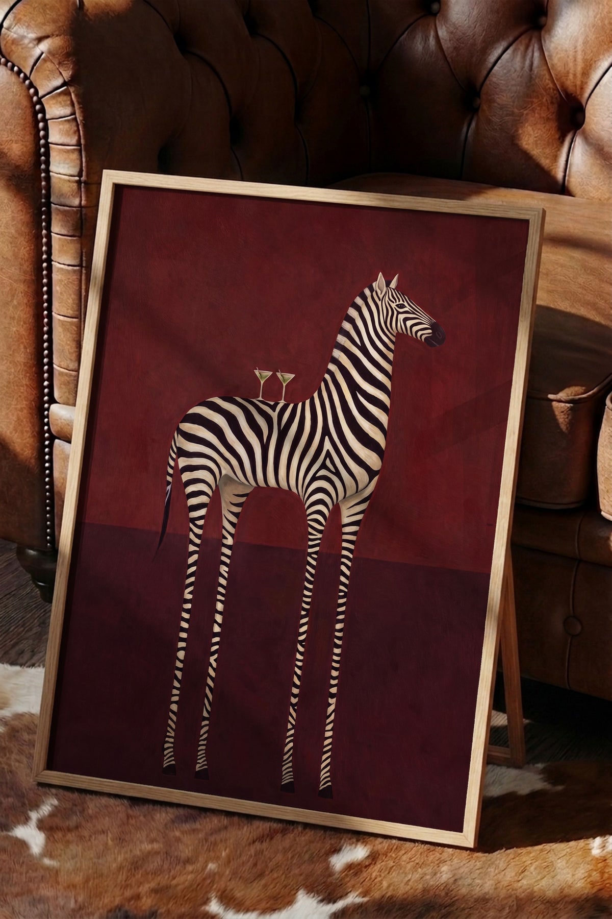 Garip Zebra Yorumu Poster – Ahşap Çerçeveli Tablo