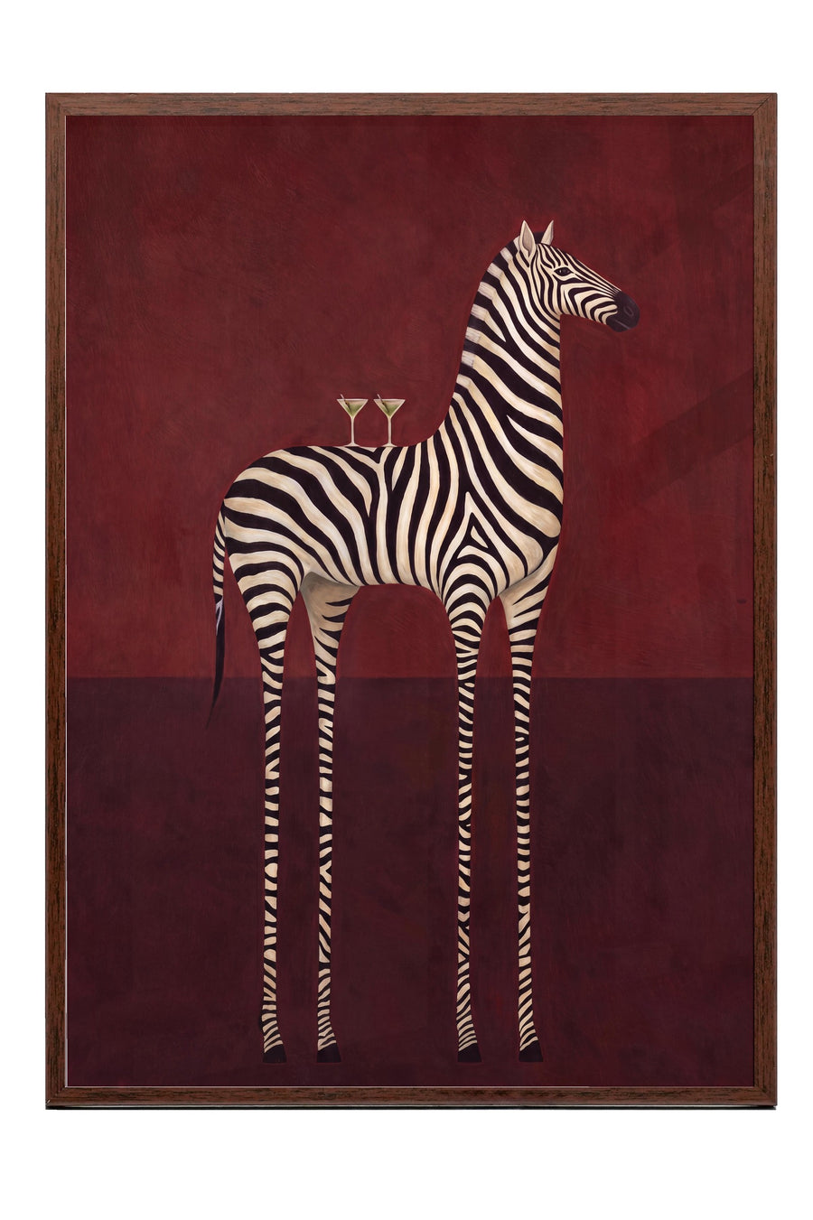 Garip Zebra Yorumu Poster – Kahverengi Çerçeveli Tablo