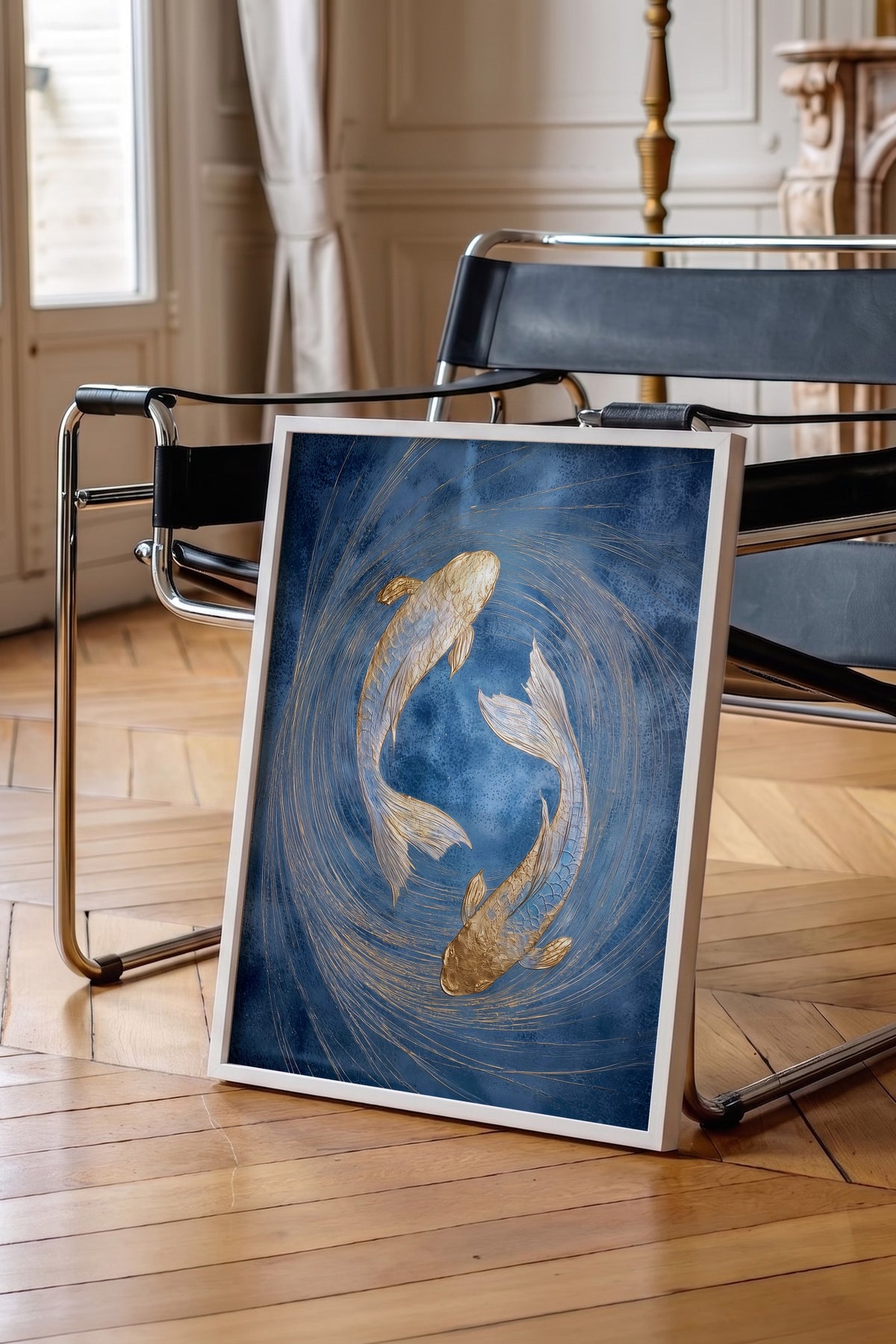 Altın Balık Döngüsü Poster – Beyaz Çerçeveli Tablo