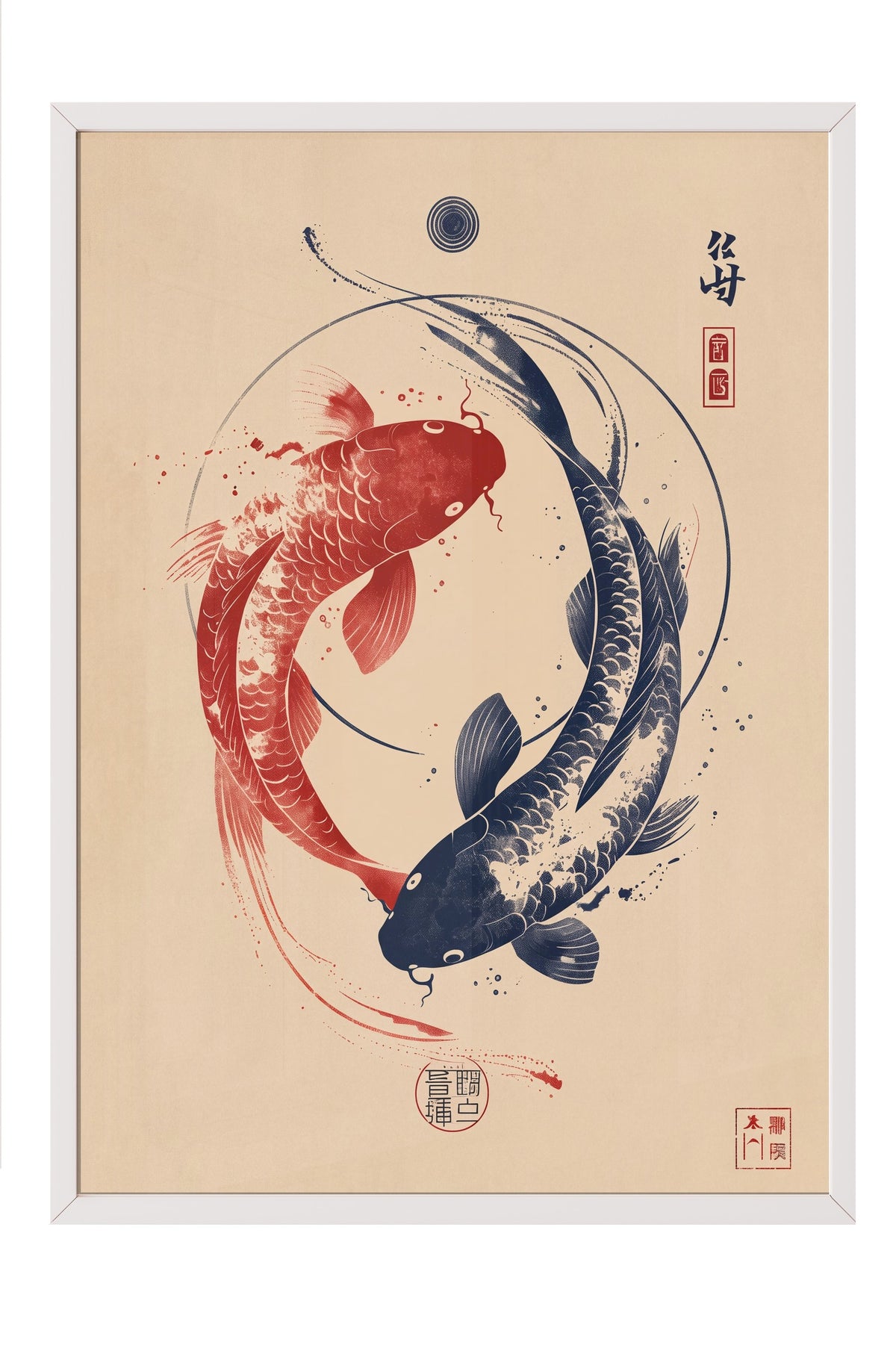 Zen Balıkları Poster – Beyaz Çerçeveli Tablo