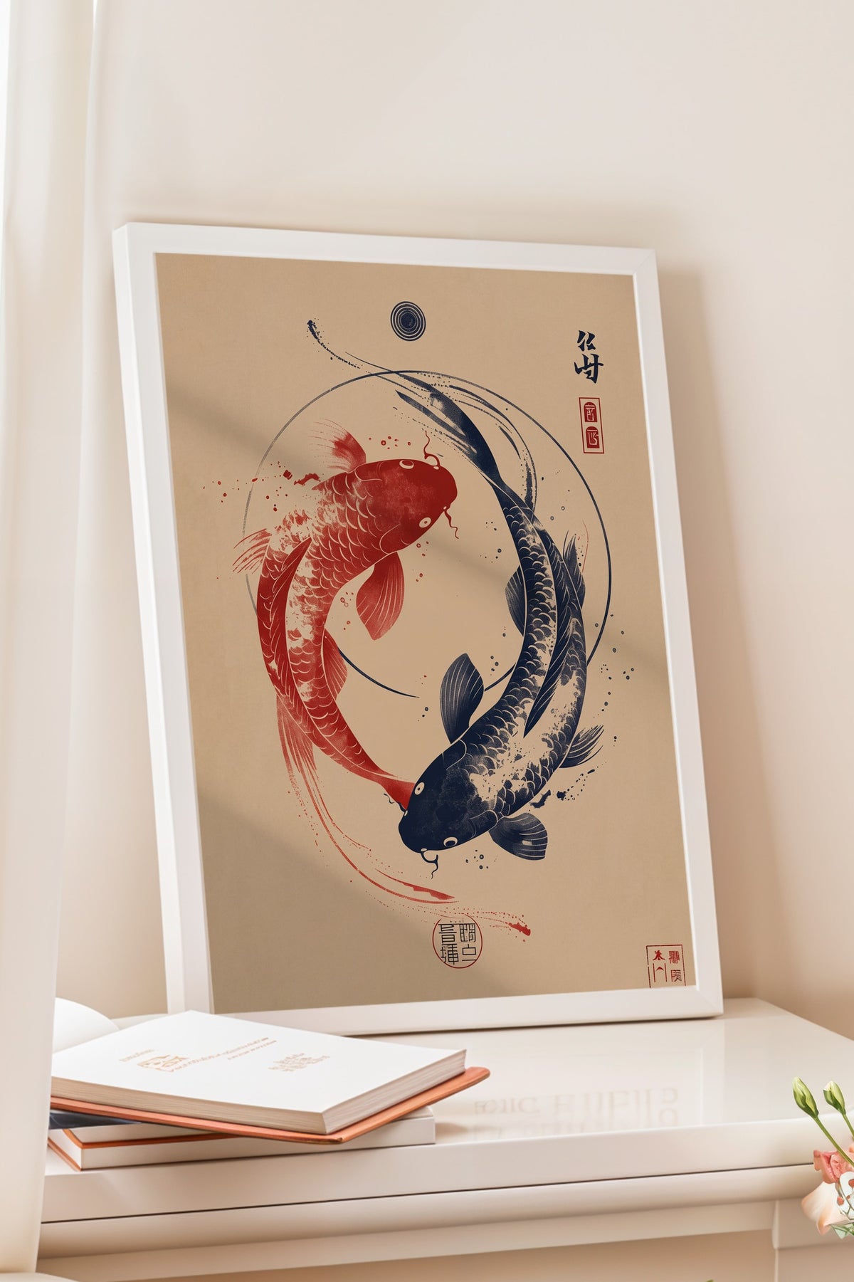 Zen Balıkları Poster – Beyaz Çerçeveli Tablo