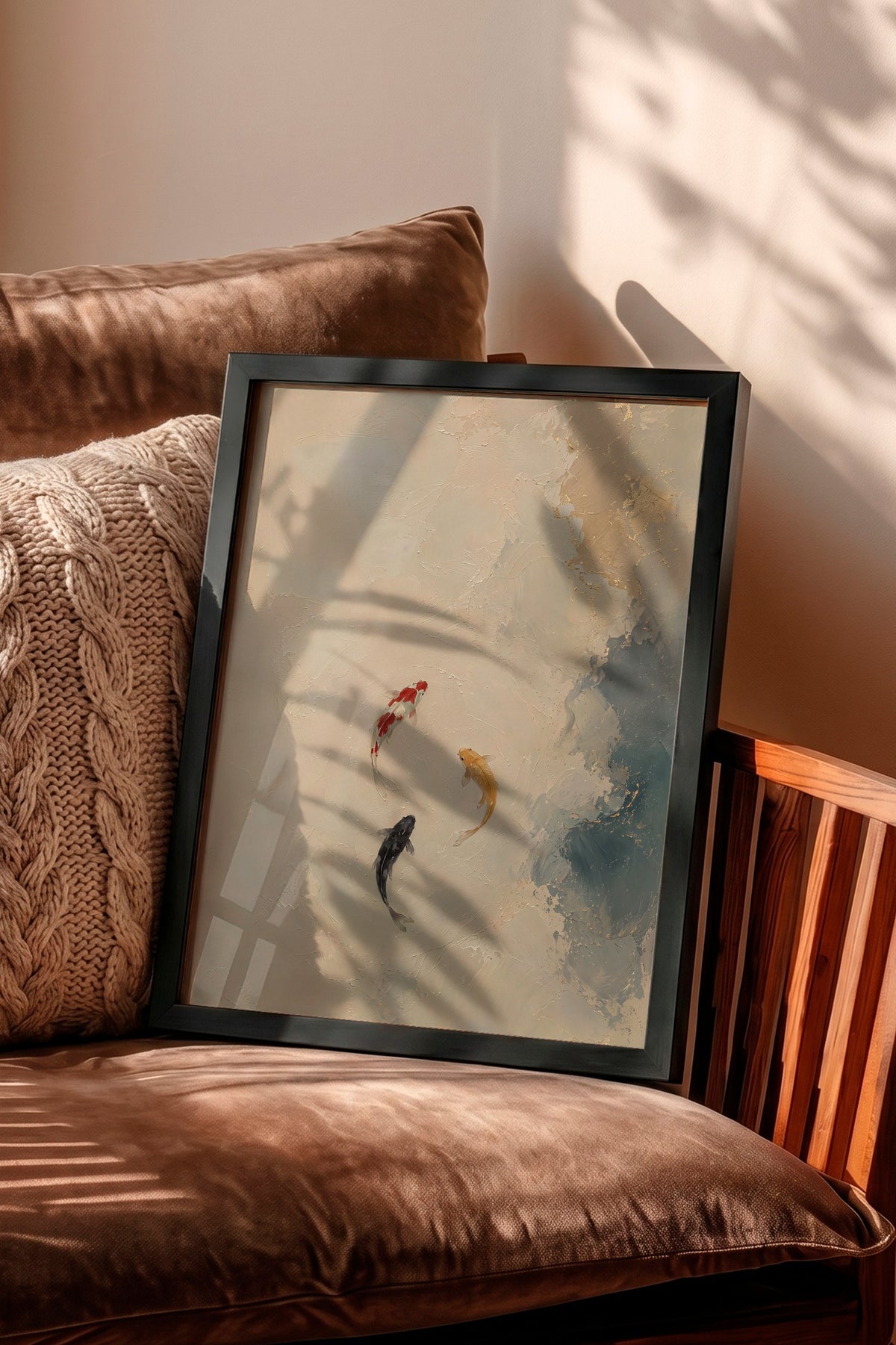 Soyut Koi Balıkları Poster – Siyah Çerçeveli Tablo