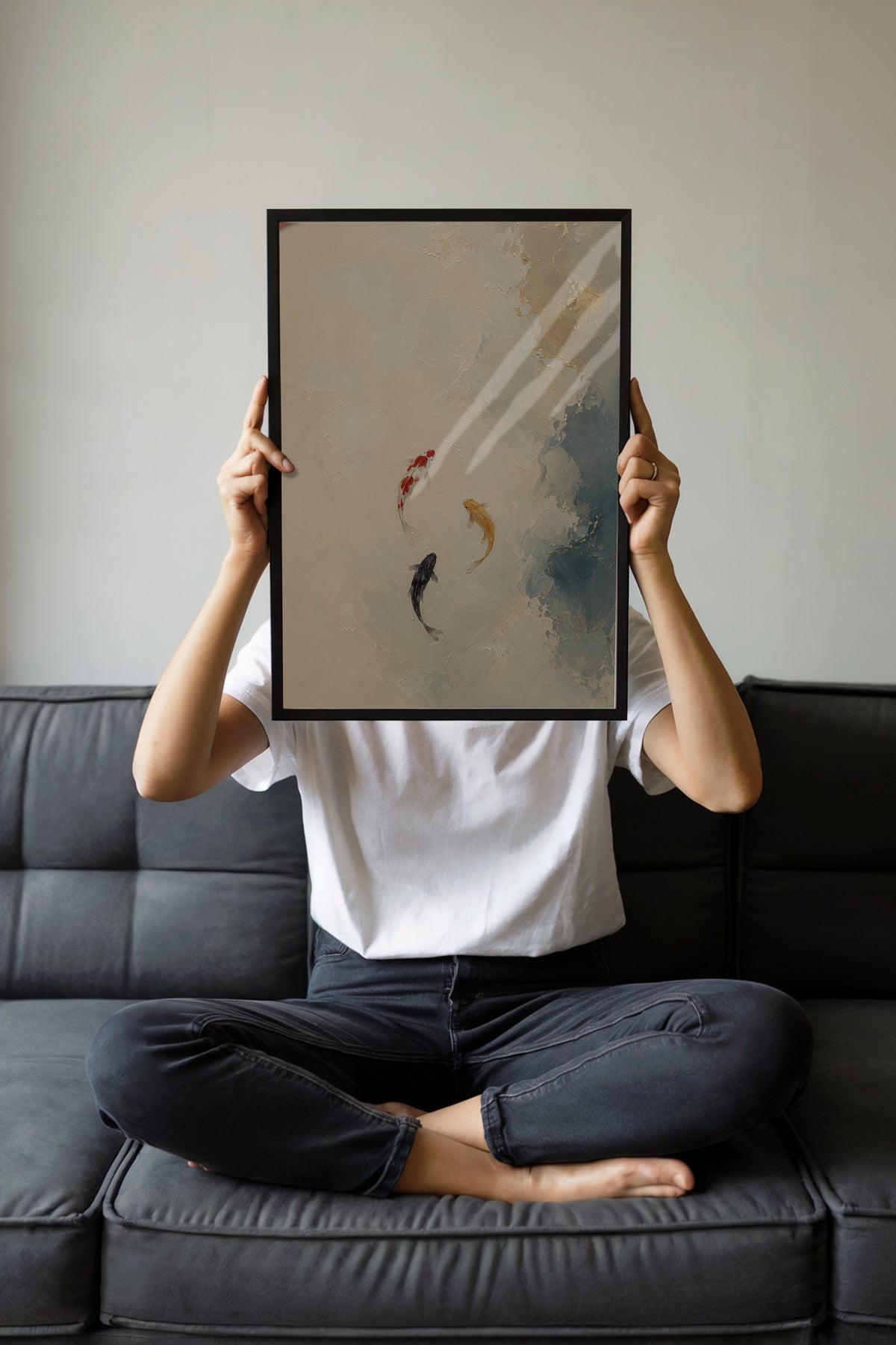 Soyut Koi Balıkları Poster – Siyah Çerçeveli Tablo