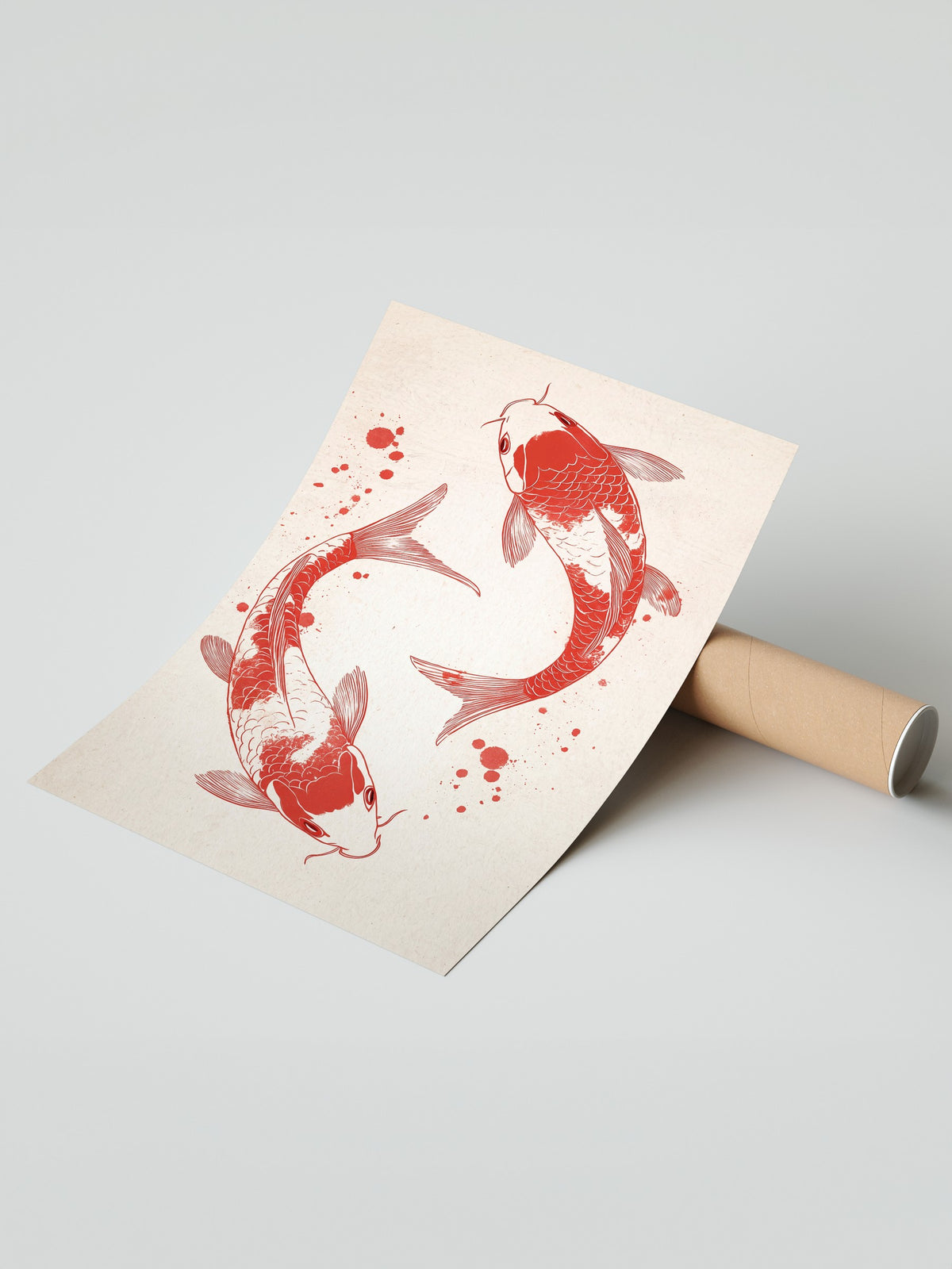 Koi Balıkları İllüstrasyonu Çerçevesiz Poster