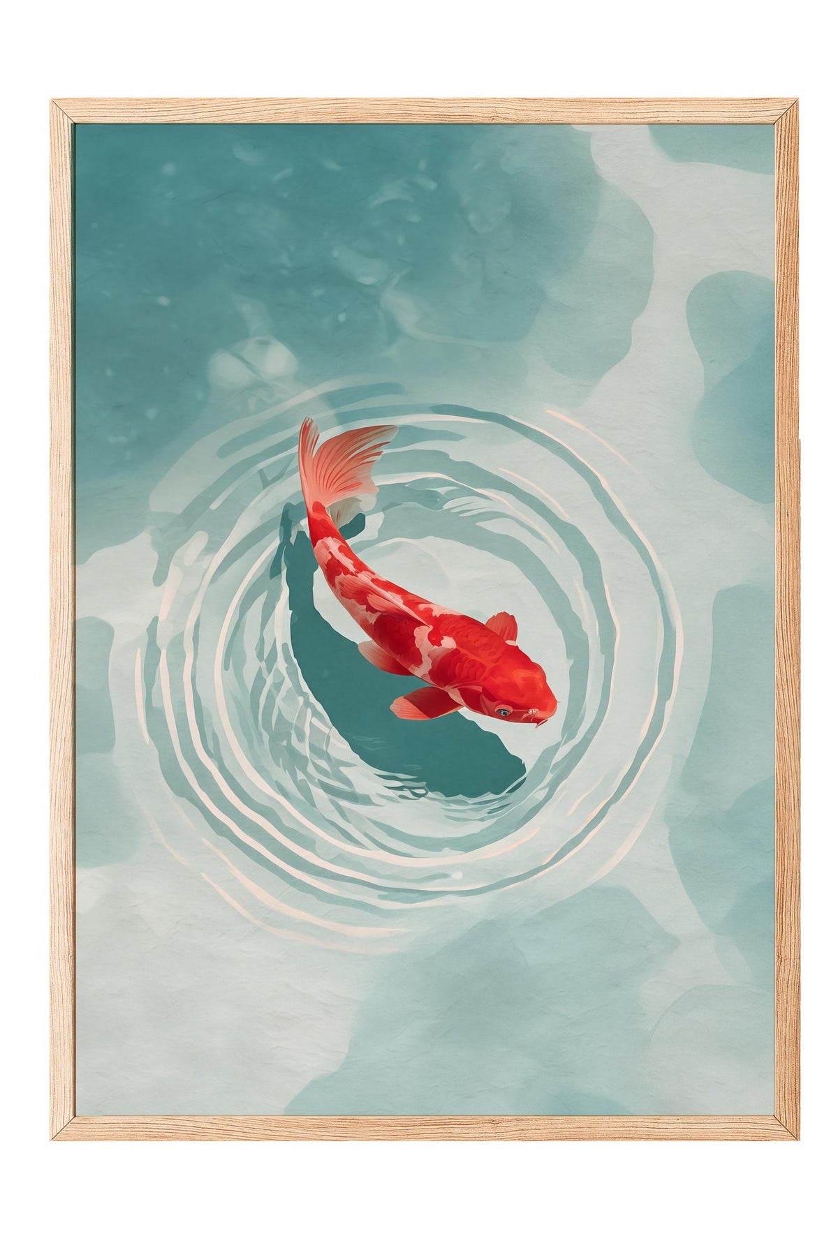 Su Üzerinde Koi Balığı Poster – Ahşap Çerçeveli Tablo