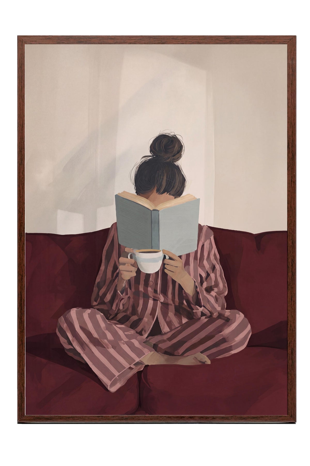Kitap Okuyan Kız Poster – Kahverengi Çerçeveli Tablo