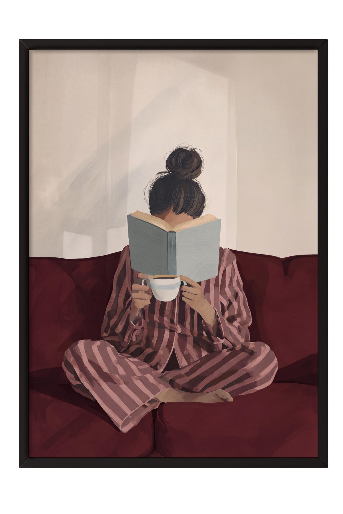 Kitap Okuyan Kız Poster – Siyah Çerçeveli Tablo