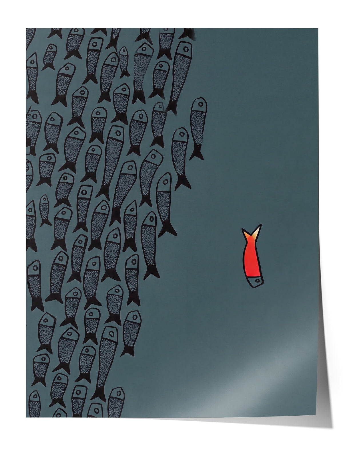 Farklı Renkli Balık İllüstrasyonu Çerçevesiz Poster