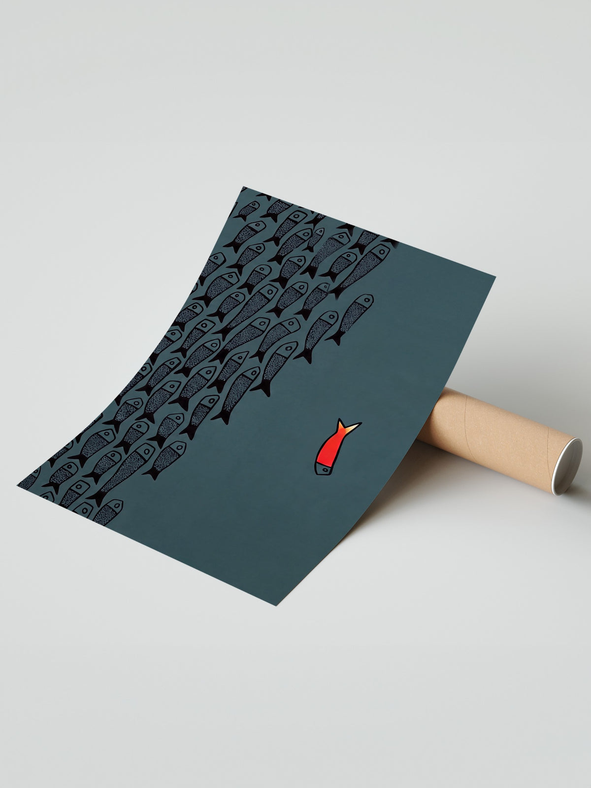 Farklı Renkli Balık İllüstrasyonu Çerçevesiz Poster