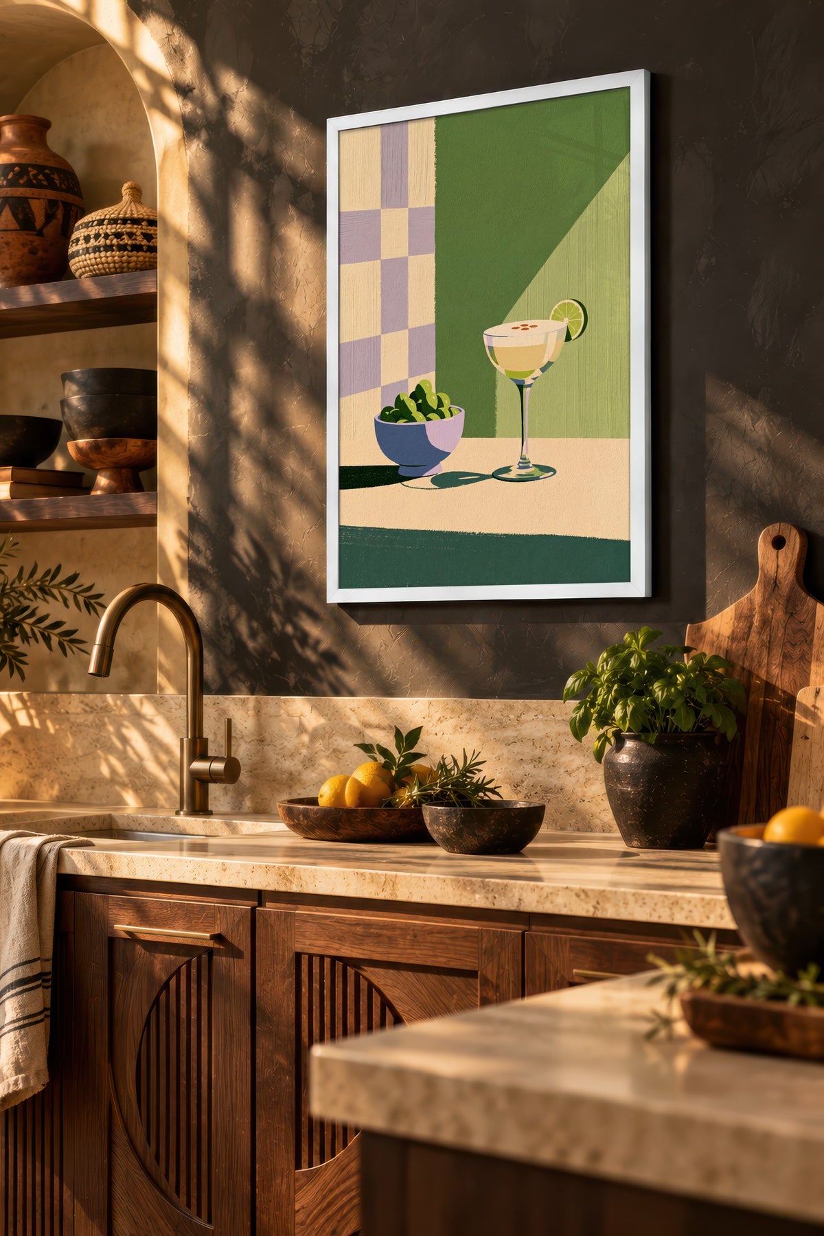 Zeytin ve Kokteyl Poster – Beyaz Çerçeveli Tablo