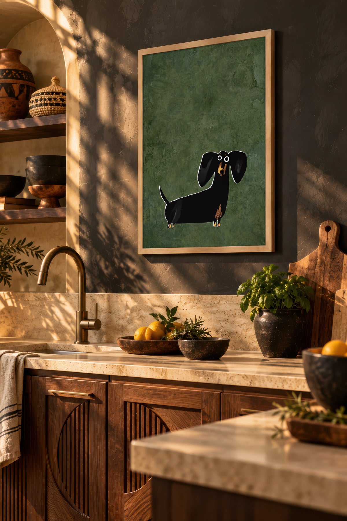 İllüstrasyon Köpek Tasarımı Poster – Ahşap Çerçeveli Tablo