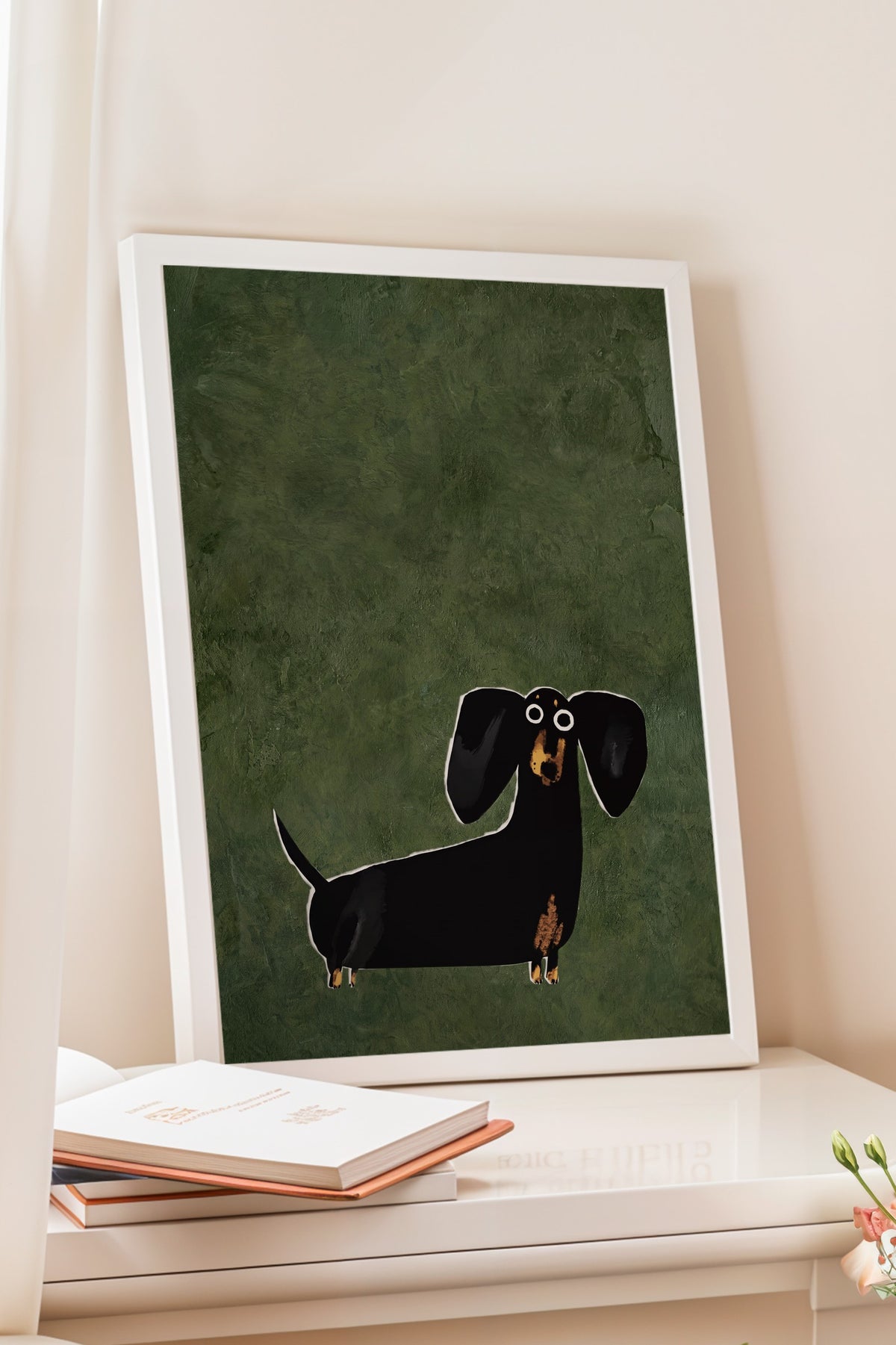 İllüstrasyon Köpek Tasarımı Poster – Beyaz Çerçeveli Tablo