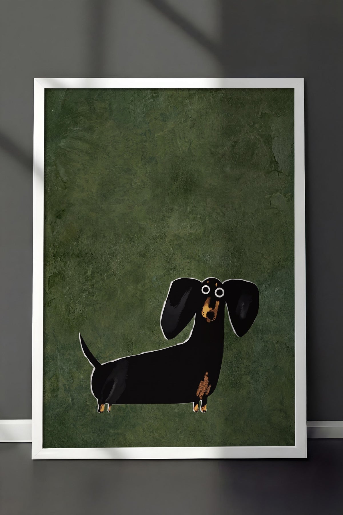 İllüstrasyon Köpek Tasarımı Poster – Beyaz Çerçeveli Tablo