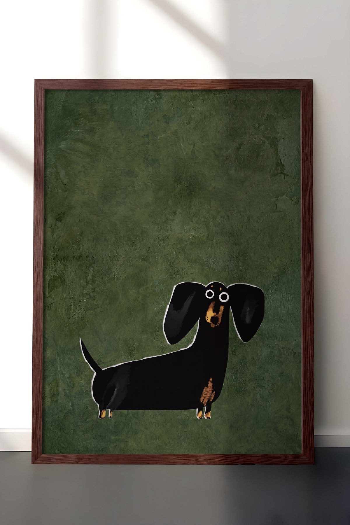 İllüstrasyon Köpek Tasarımı Poster – Kahverengi Çerçeveli Tablo