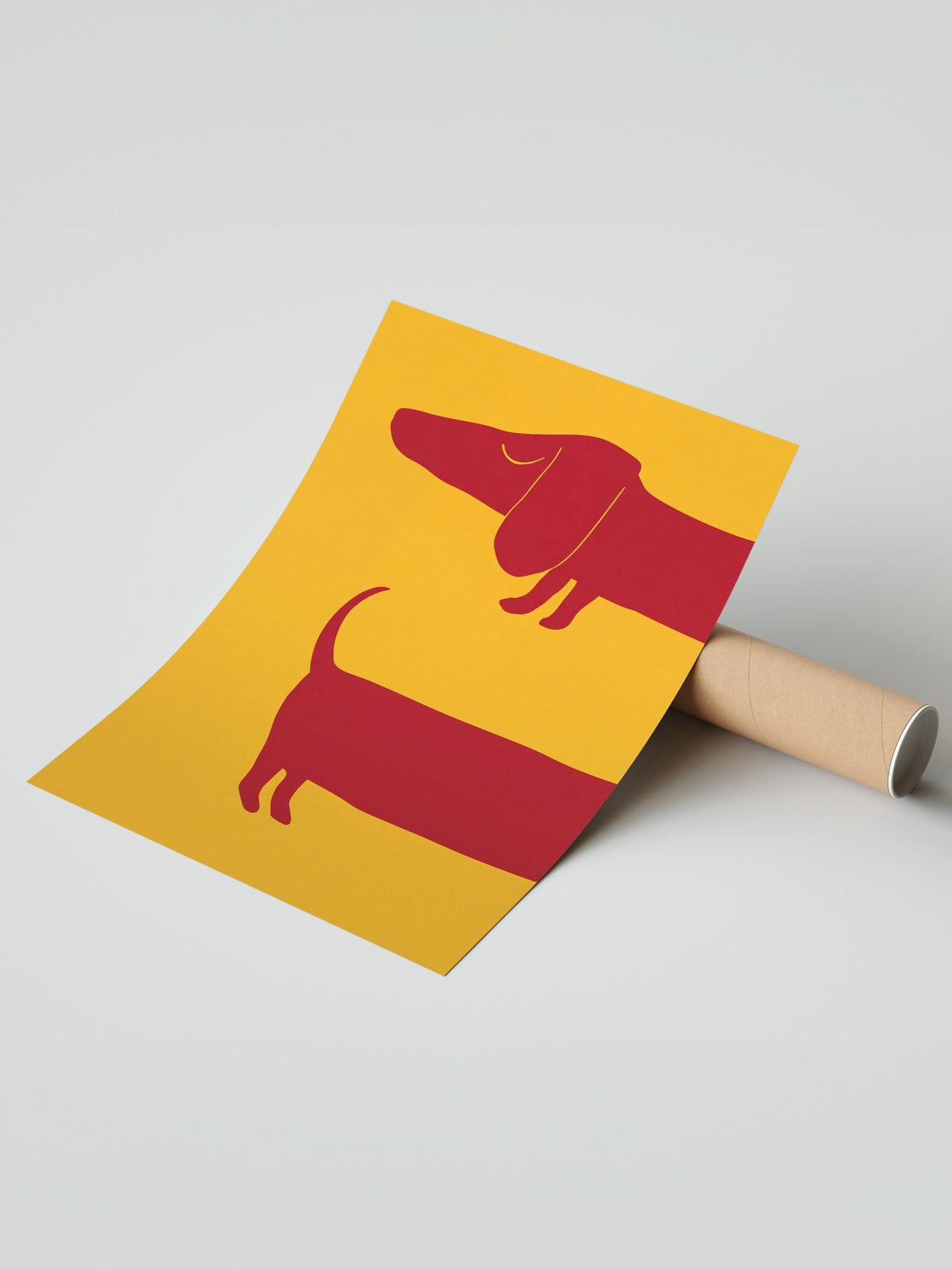 Minimalist Uzun Köpek İllüstrasyonu Çerçevesiz Poster
