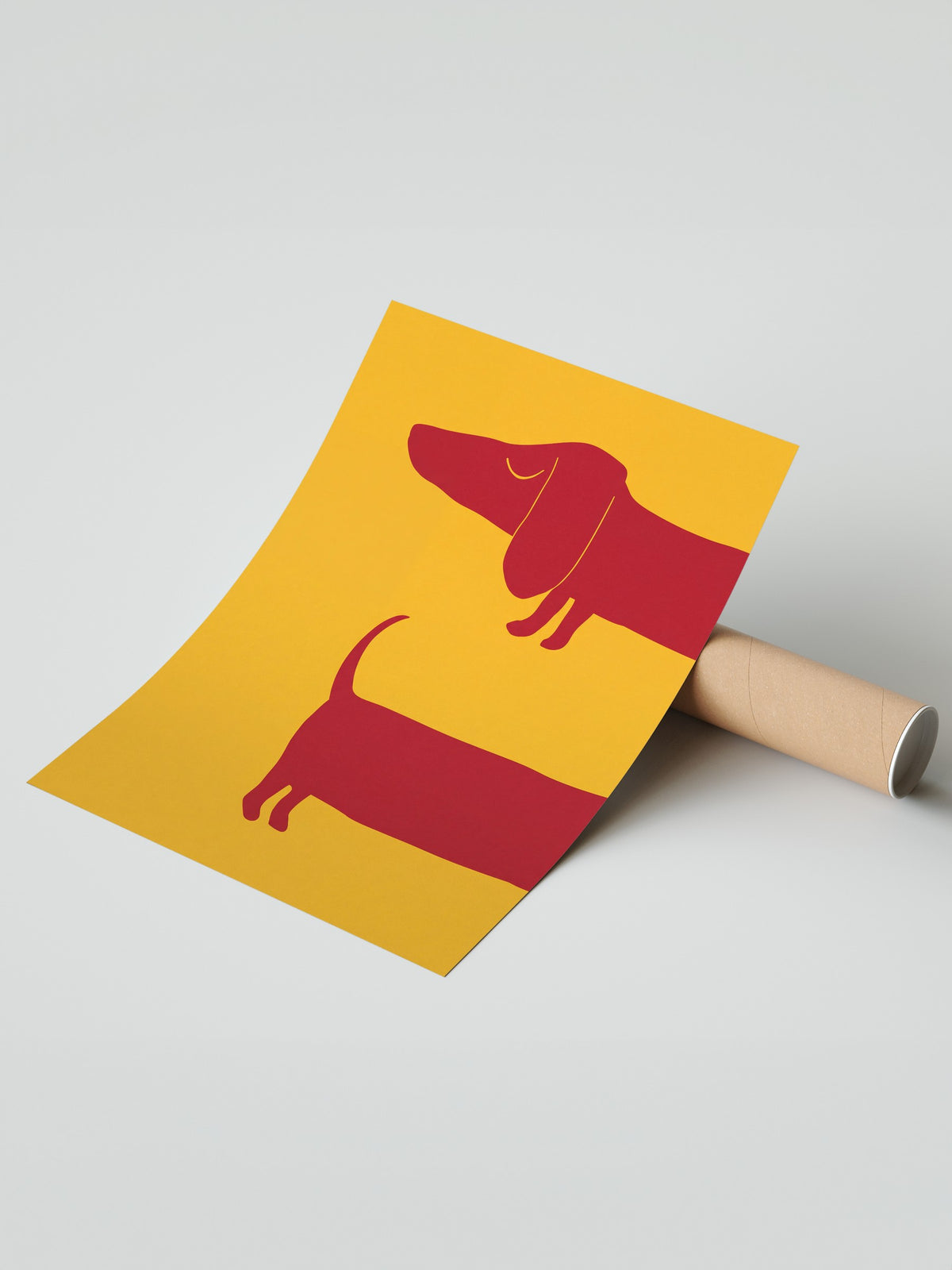Minimalist Uzun Köpek İllüstrasyonu Çerçevesiz Poster
