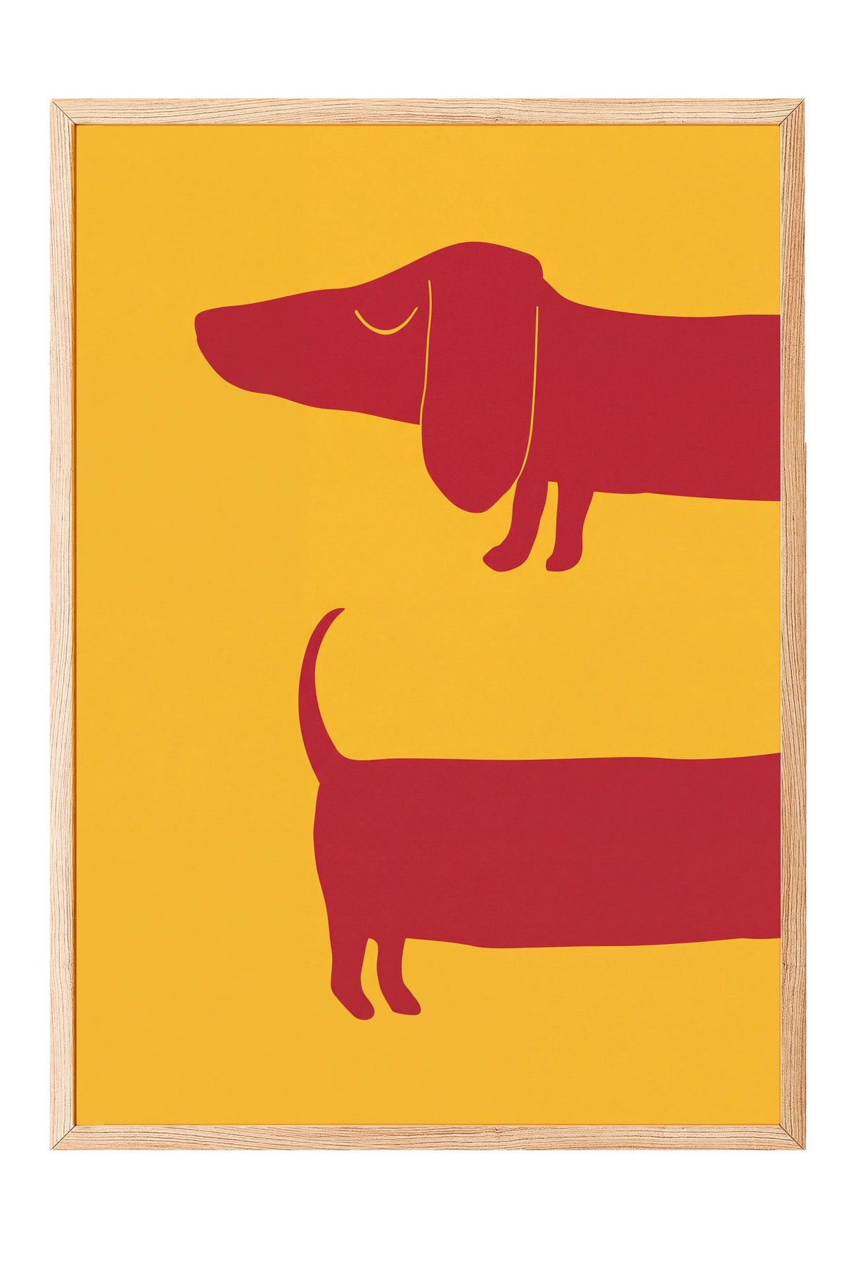 Minimalist Uzun Köpek İllüstrasyonu Poster – Ahşap Çerçeveli Tablo