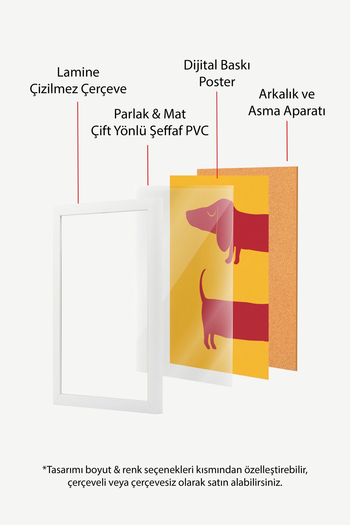 Minimalist Uzun Köpek İllüstrasyonu Poster – Beyaz Çerçeveli Tablo