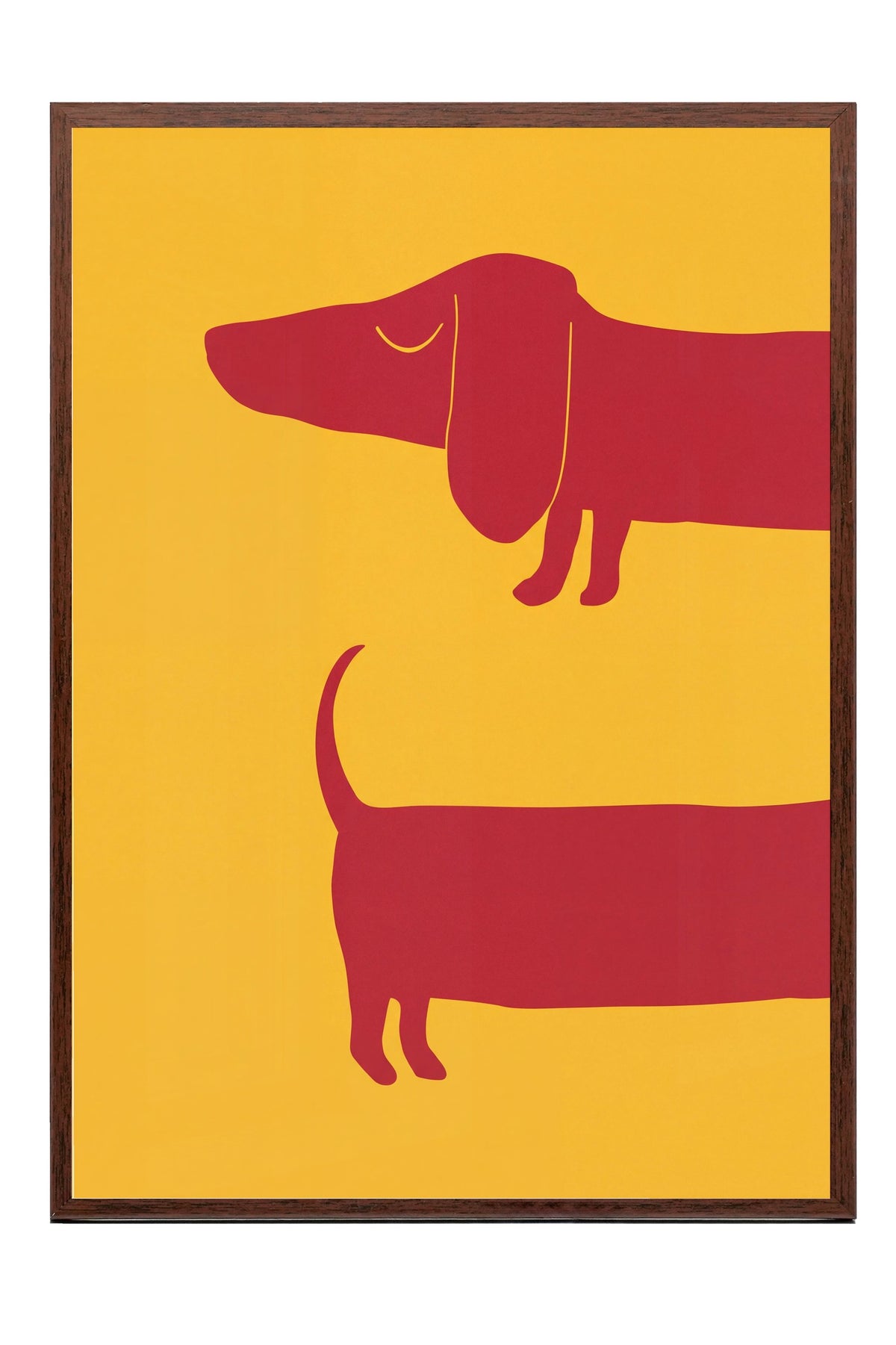 Minimalist Uzun Köpek İllüstrasyonu Poster – Kahverengi Çerçeveli Tablo