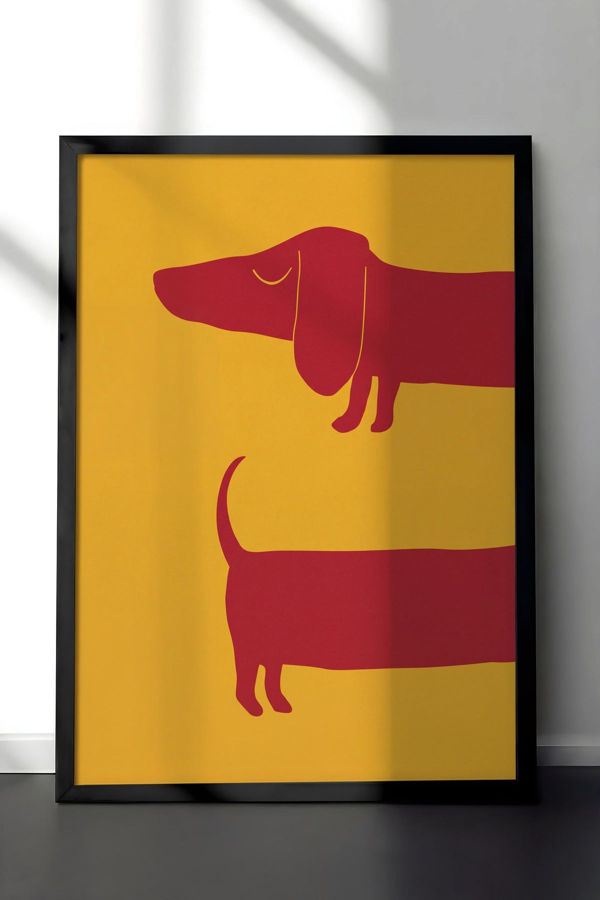 Minimalist Uzun Köpek İllüstrasyonu Poster – Siyah Çerçeveli Tablo