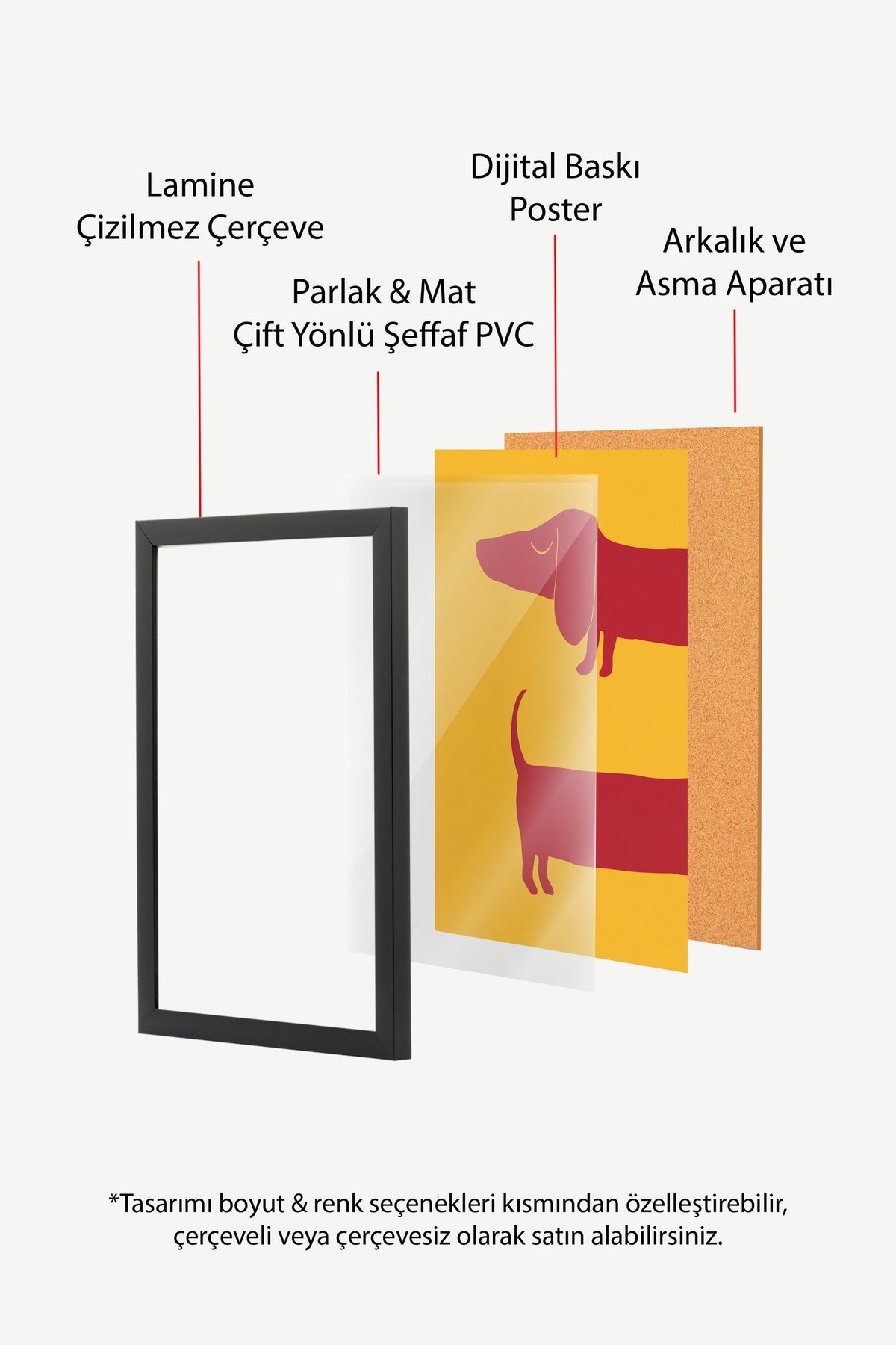 Minimalist Uzun Köpek İllüstrasyonu Poster – Siyah Çerçeveli Tablo