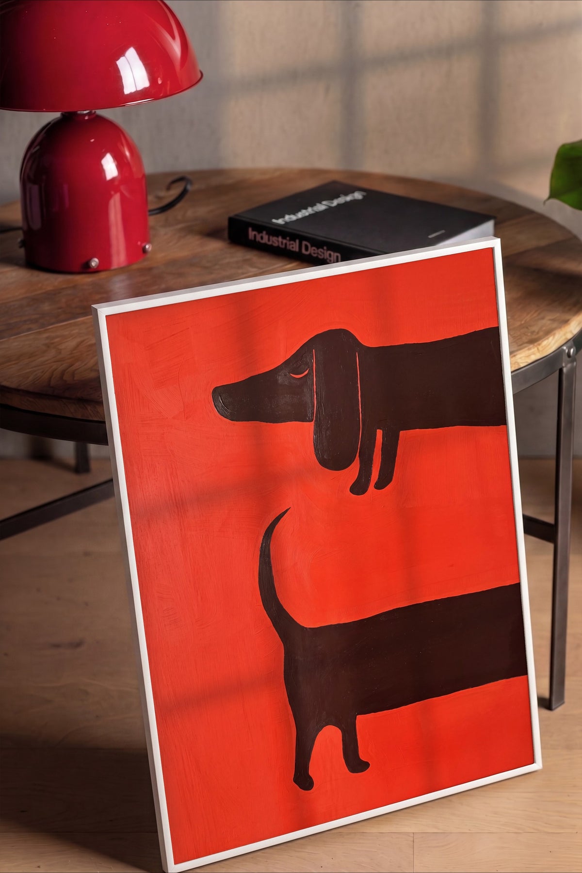 Minimalist Köpek İllüstrasyonu Poster – Beyaz Çerçeveli Tablo