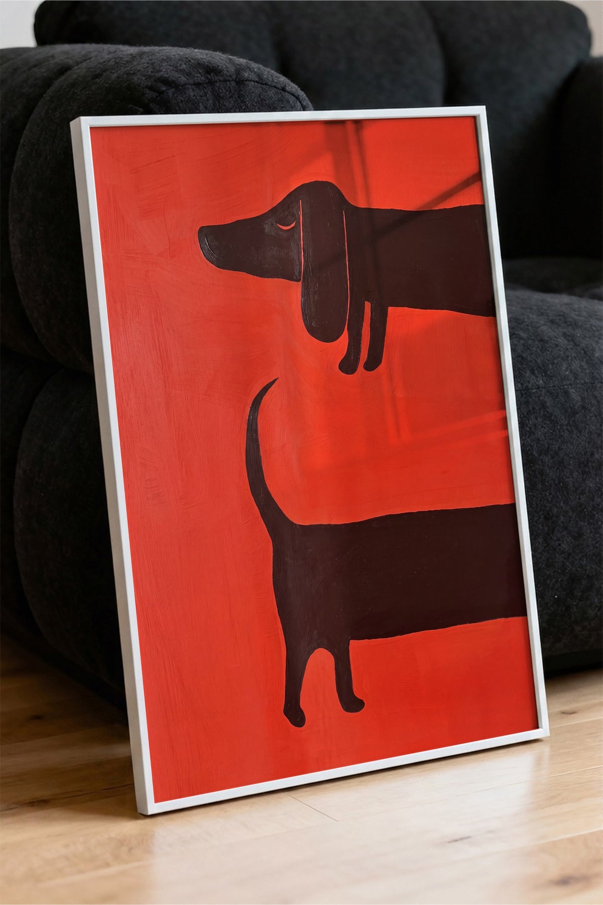 Minimalist Köpek İllüstrasyonu Poster – Beyaz Çerçeveli Tablo