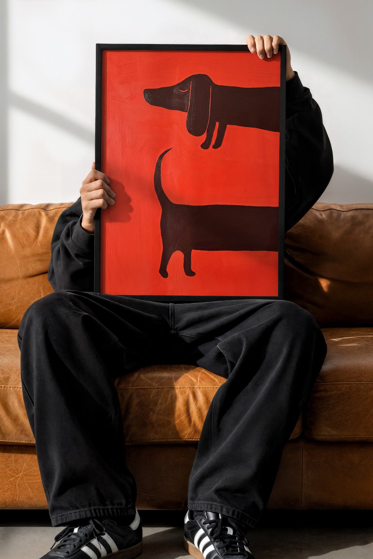Minimalist Köpek İllüstrasyonu Poster – Siyah Çerçeveli Tablo