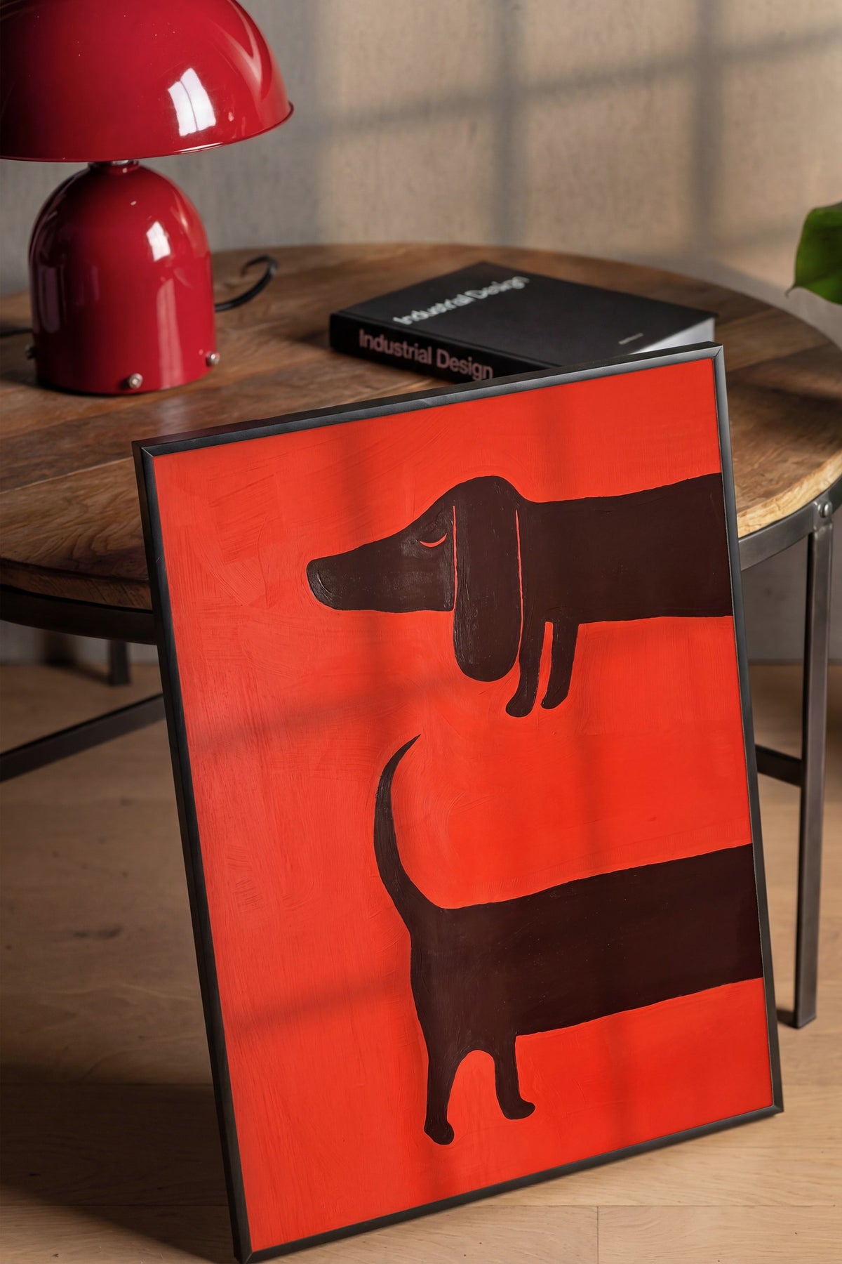 Minimalist Köpek İllüstrasyonu Poster – Siyah Çerçeveli Tablo