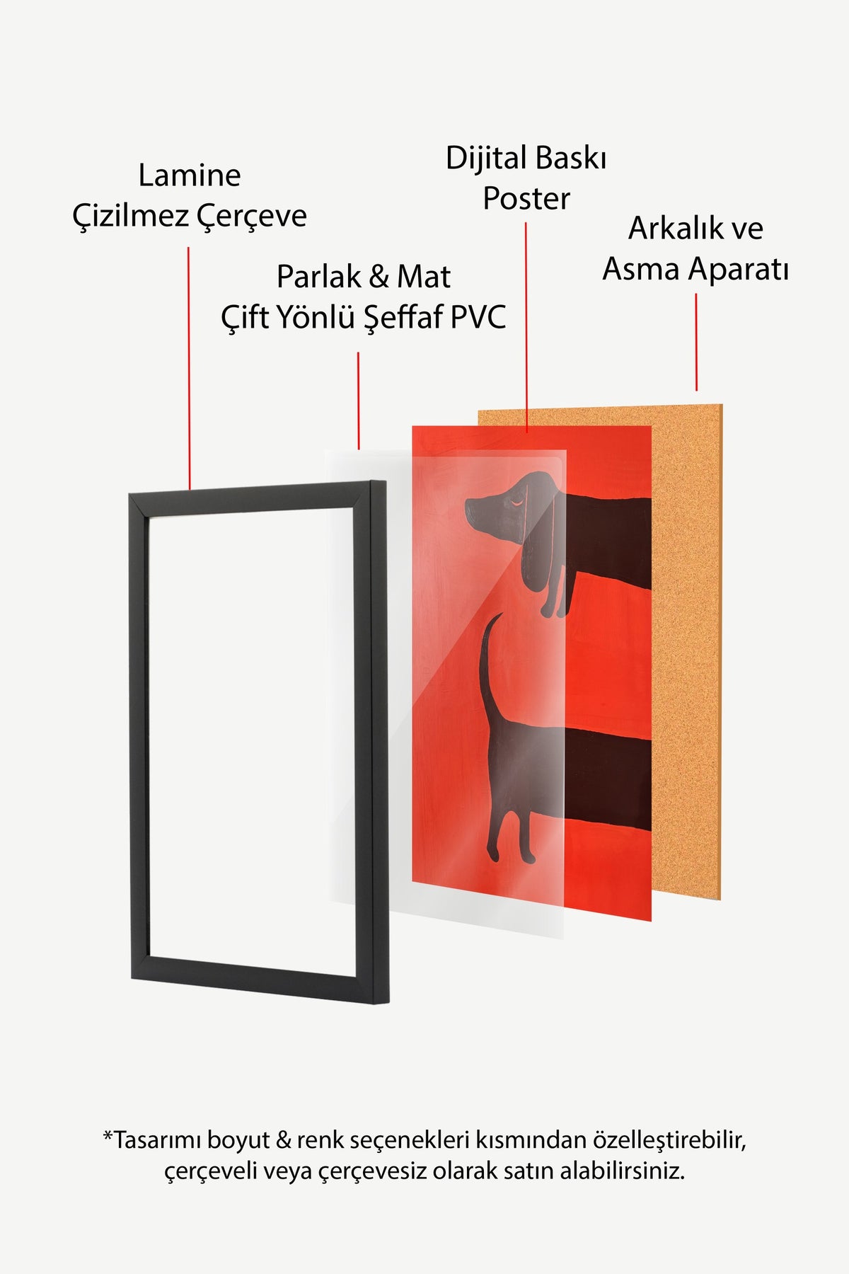 Minimalist Köpek İllüstrasyonu Poster – Siyah Çerçeveli Tablo