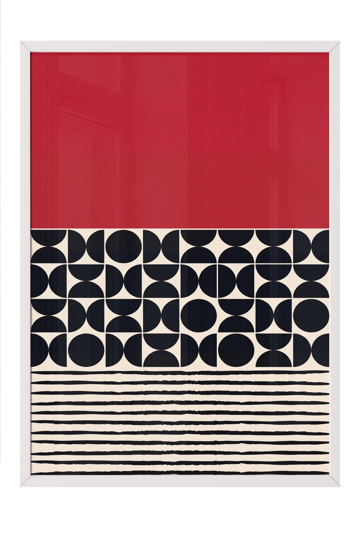 Geometrik Soyut Desen Poster – Beyaz Çerçeveli Tablo