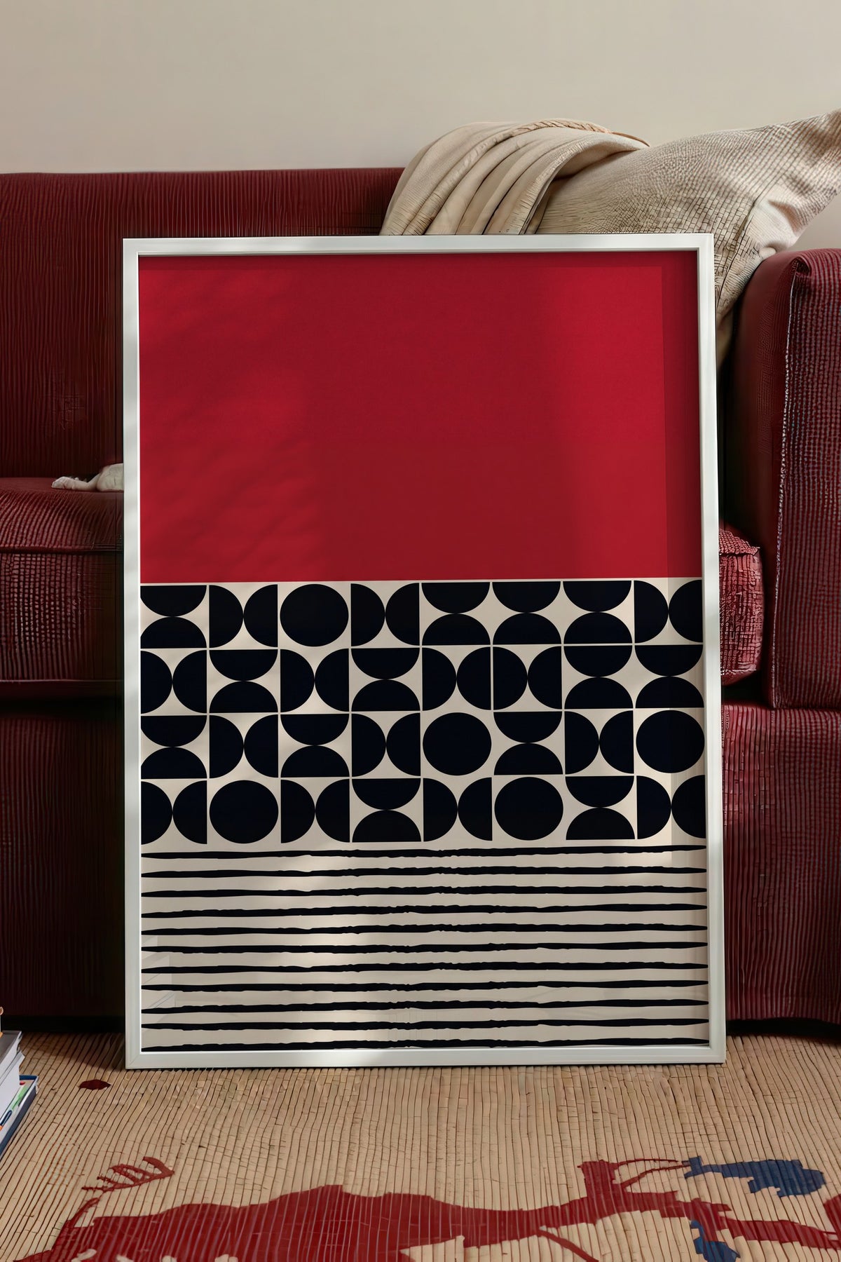 Geometrik Soyut Desen Poster – Beyaz Çerçeveli Tablo