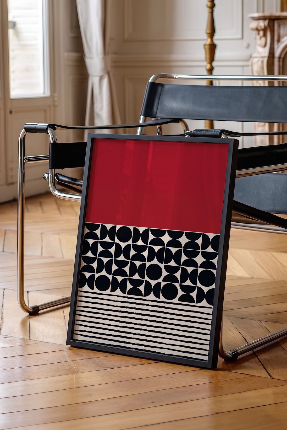 Geometrik Soyut Desen Poster – Siyah Çerçeveli Tablo