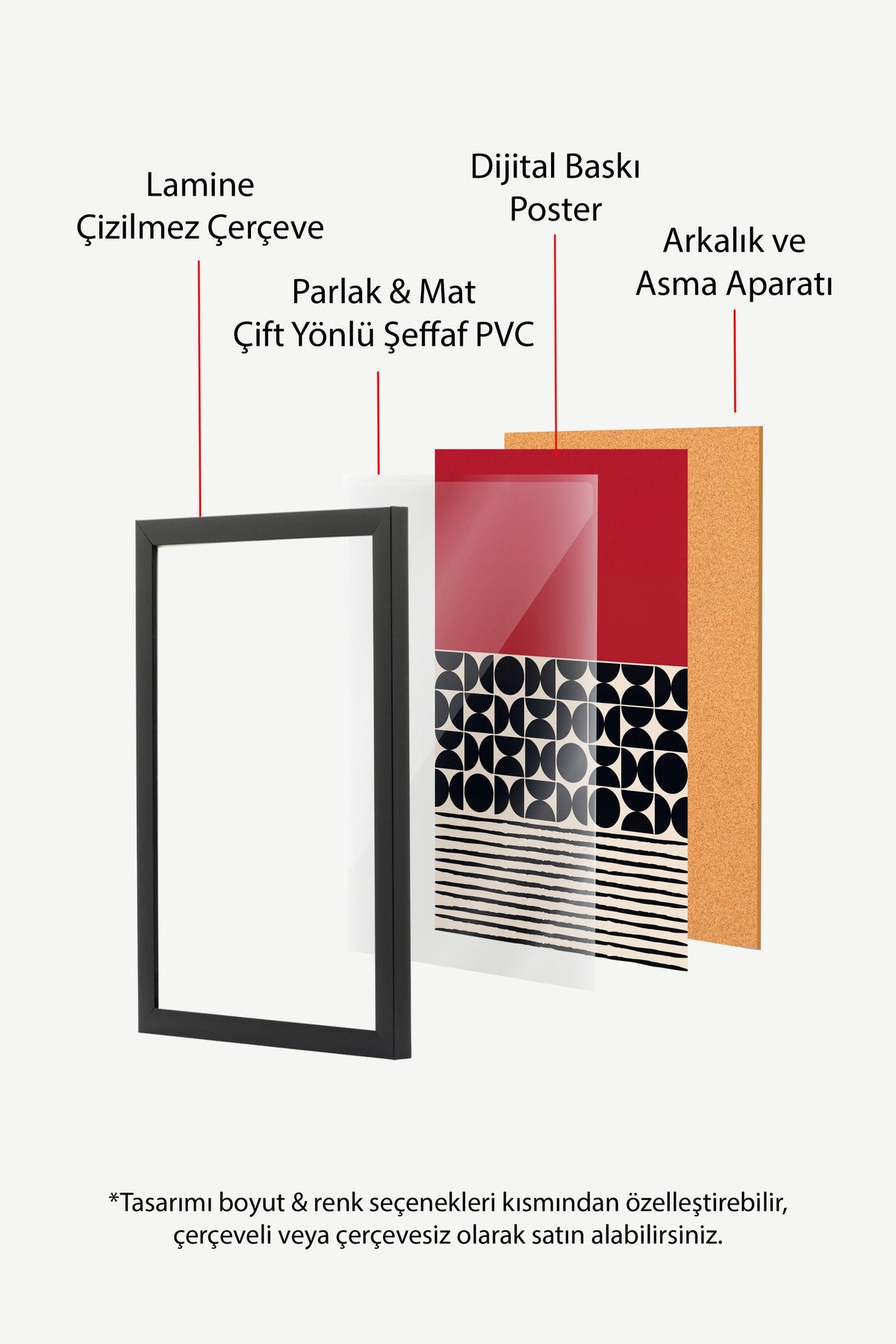 Geometrik Soyut Desen Poster – Siyah Çerçeveli Tablo