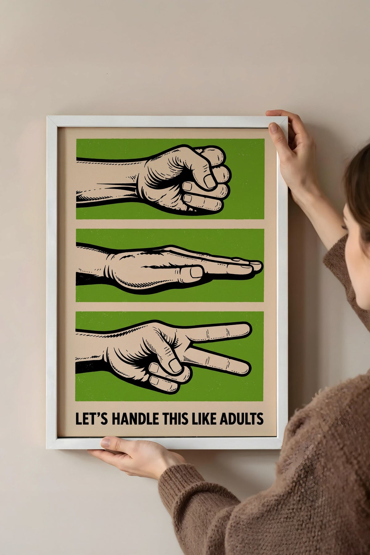 Let's Handle This Like Adults Poster – Beyaz Çerçeveli Tablo