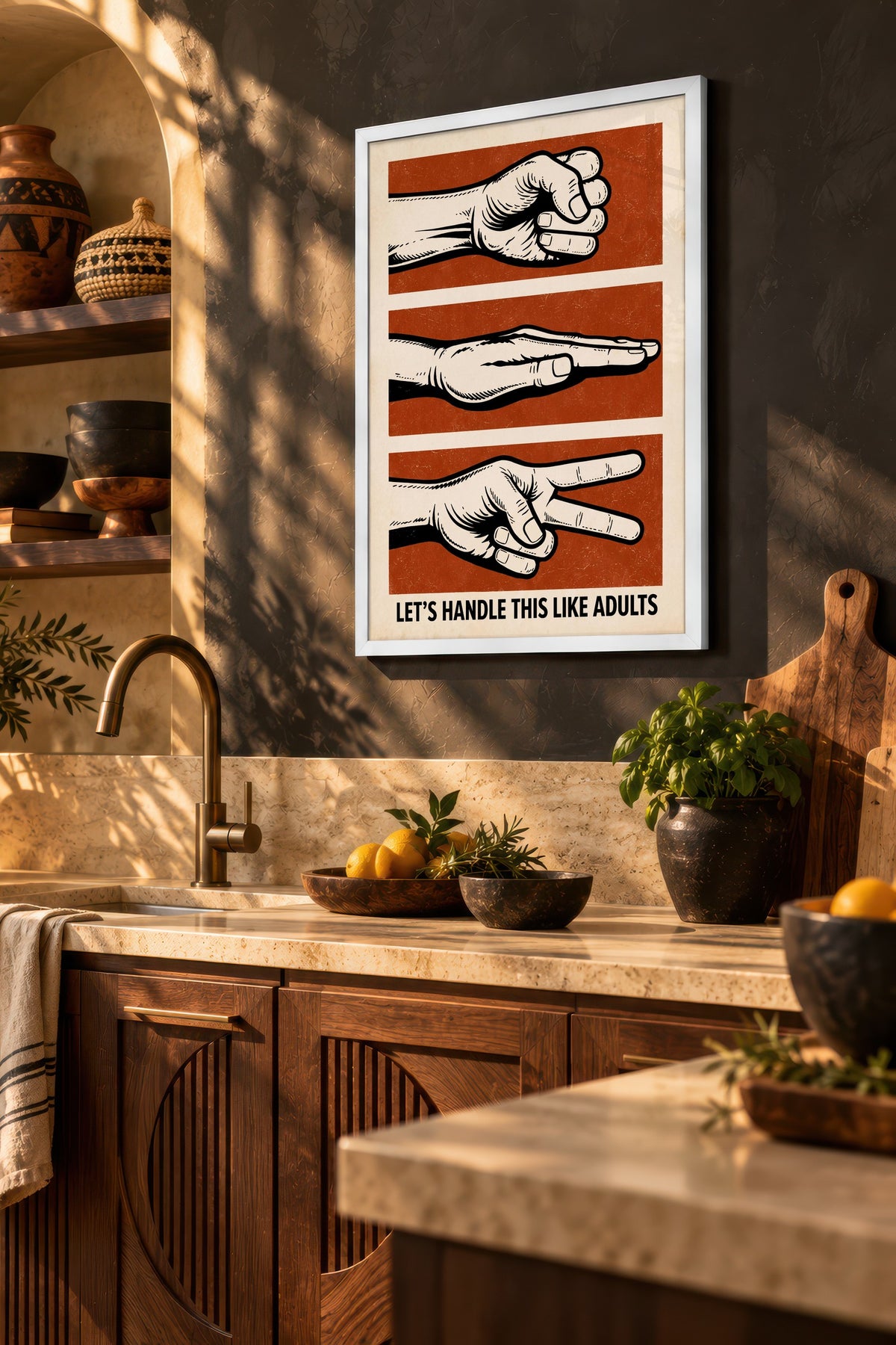 LET'S HANDLE THIS LIKE ADULTS Poster – Beyaz Çerçeveli Tablo