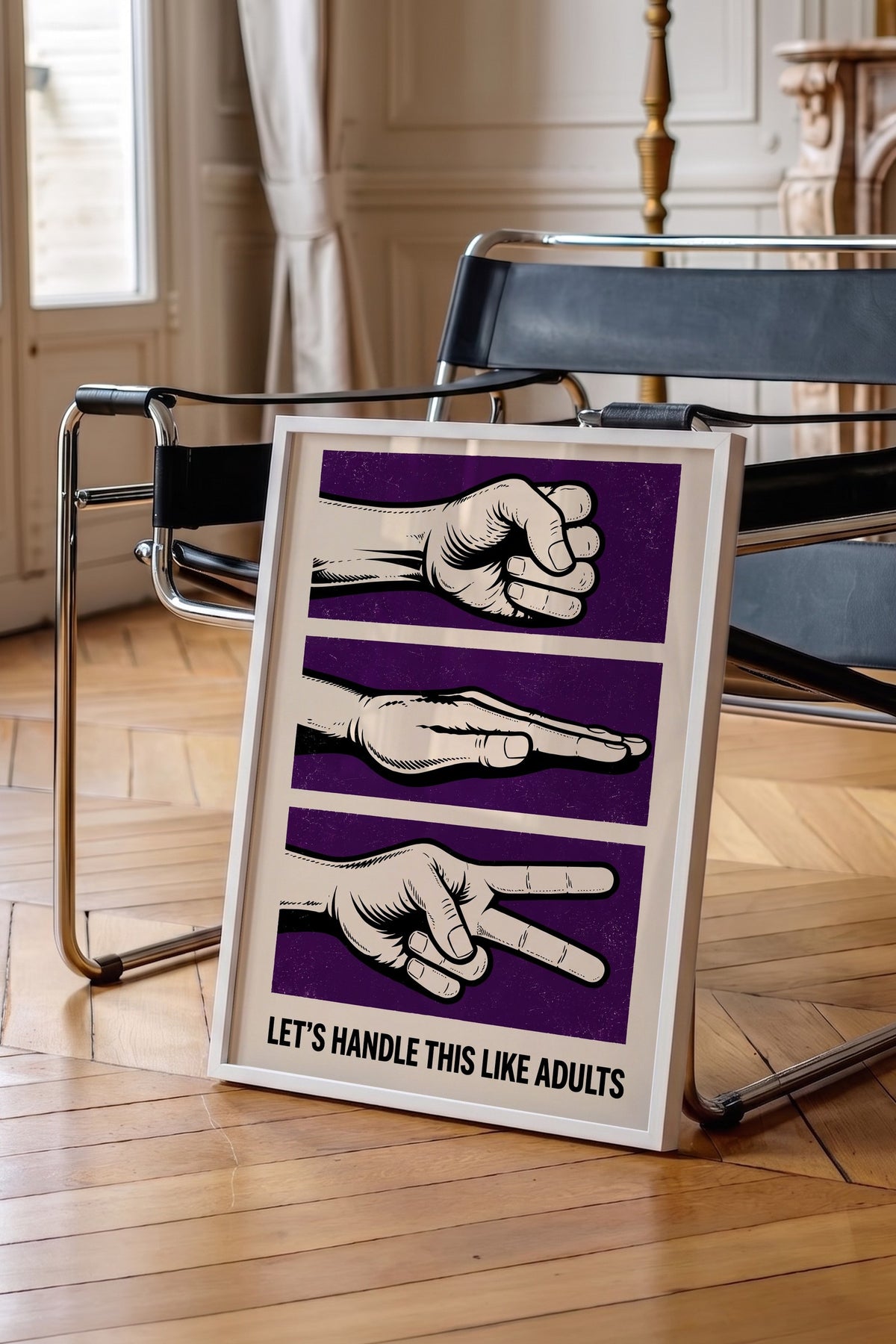 LET'S HANDLE THIS LIKE ADULTS Poster – Beyaz Çerçeveli Tablo