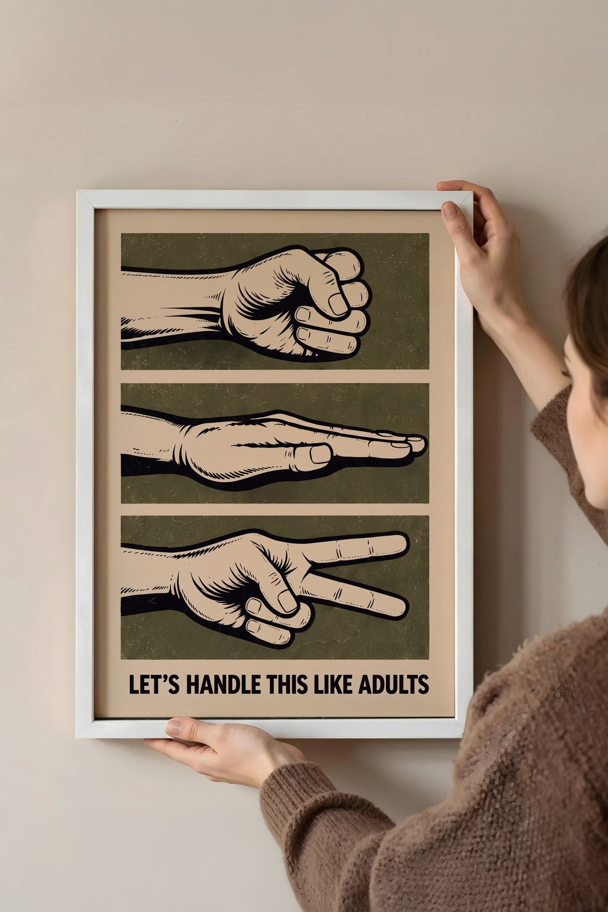 LET’S HANDLE THIS LIKE ADULTS Poster – Beyaz Çerçeveli Tablo
