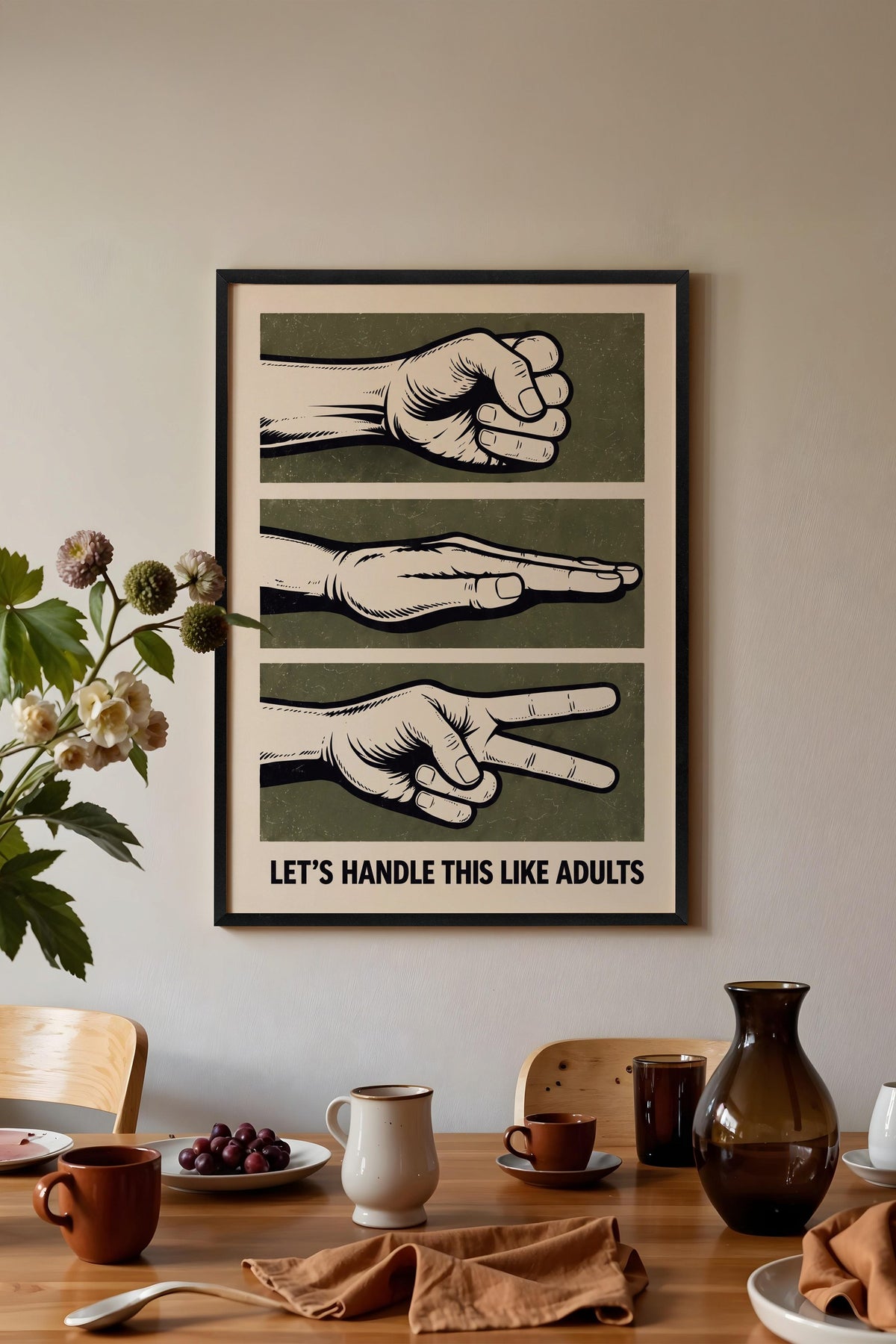 LET’S HANDLE THIS LIKE ADULTS Poster – Siyah Çerçeveli Tablo