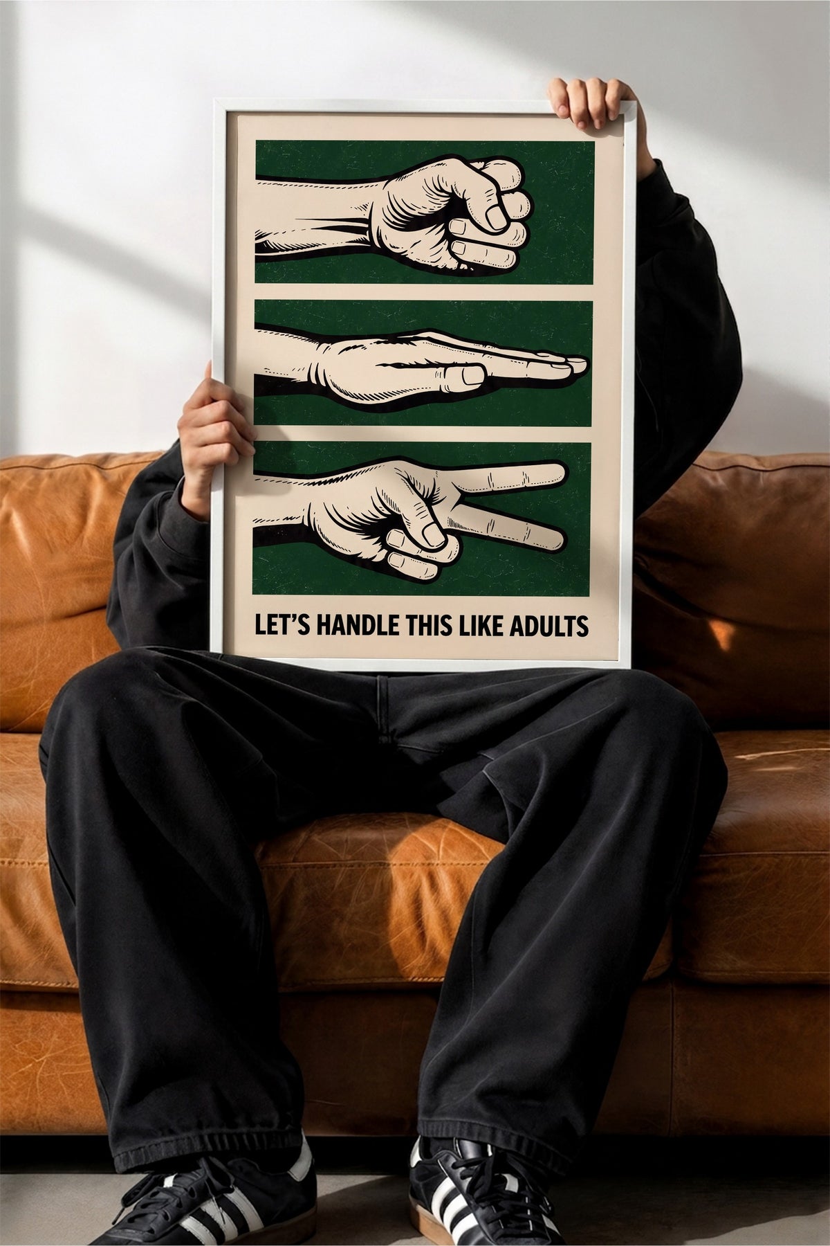LET'S HANDLE THIS LIKE ADULTS Poster – Beyaz Çerçeveli Tablo