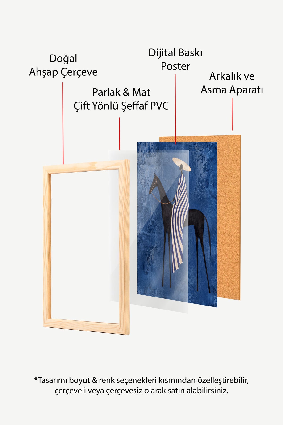 Soyut Atlı Kadın Poster – Ahşap Çerçeveli Tablo